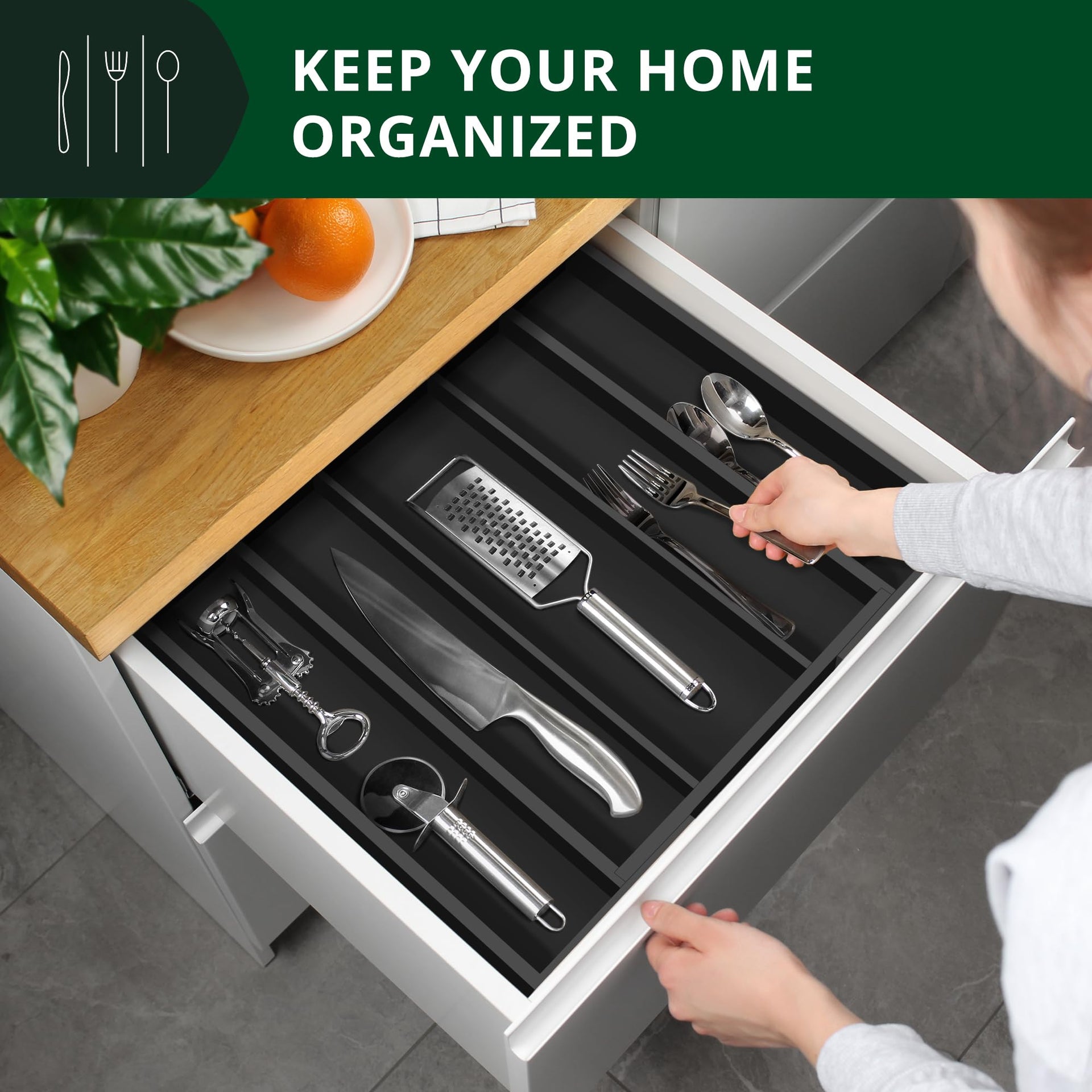 Luxury Bamboo Kitchen Drawer Organizer
