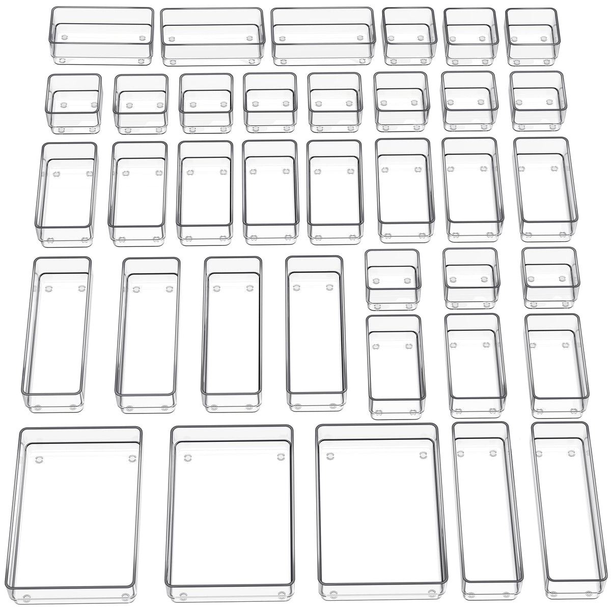 37 PCS Drawer Organizer 4 Size Desk Makeup Drawer Organizer Clear (37 Count)