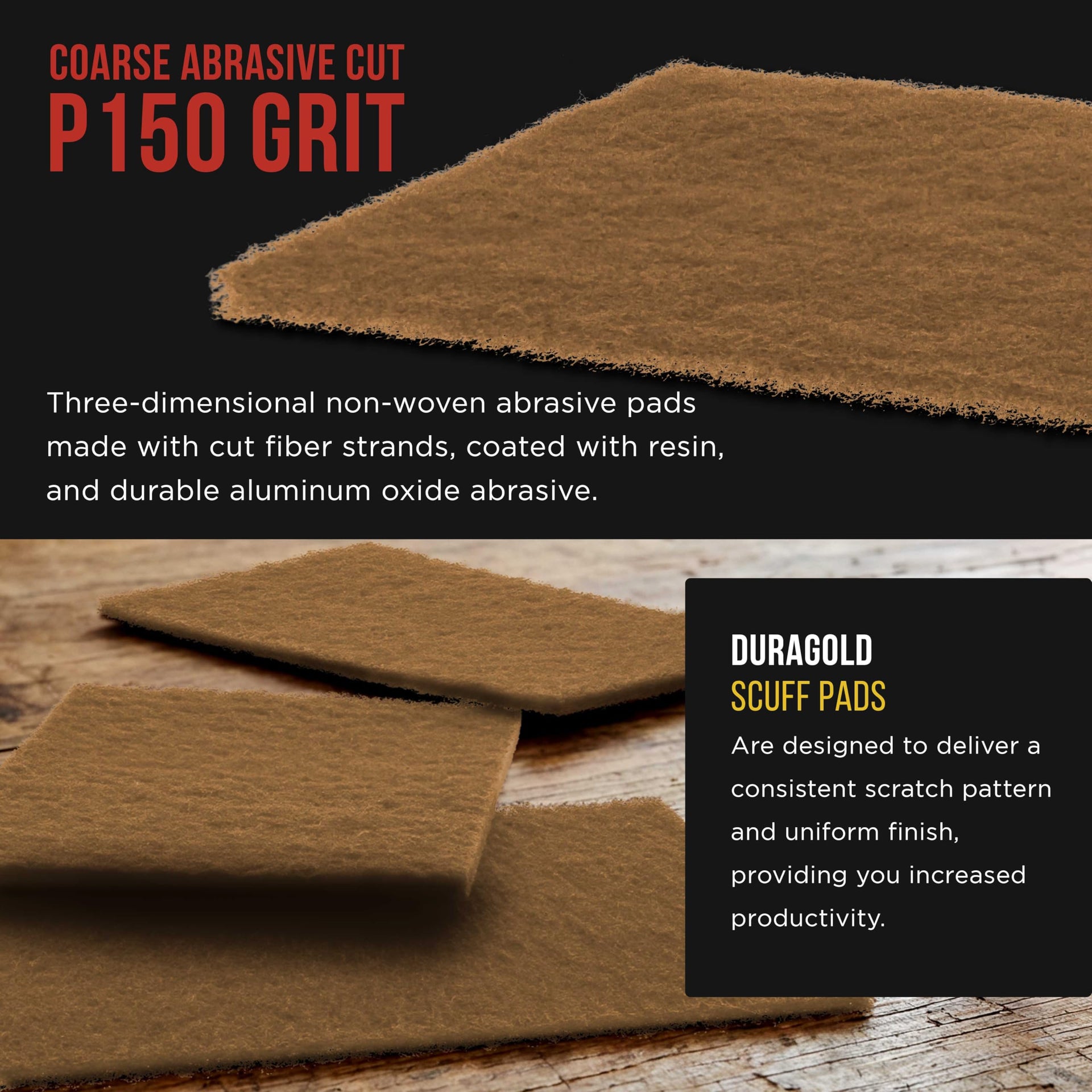 Premium 6" x 9" Gold Coarse Scuff Pads (10 Count)
