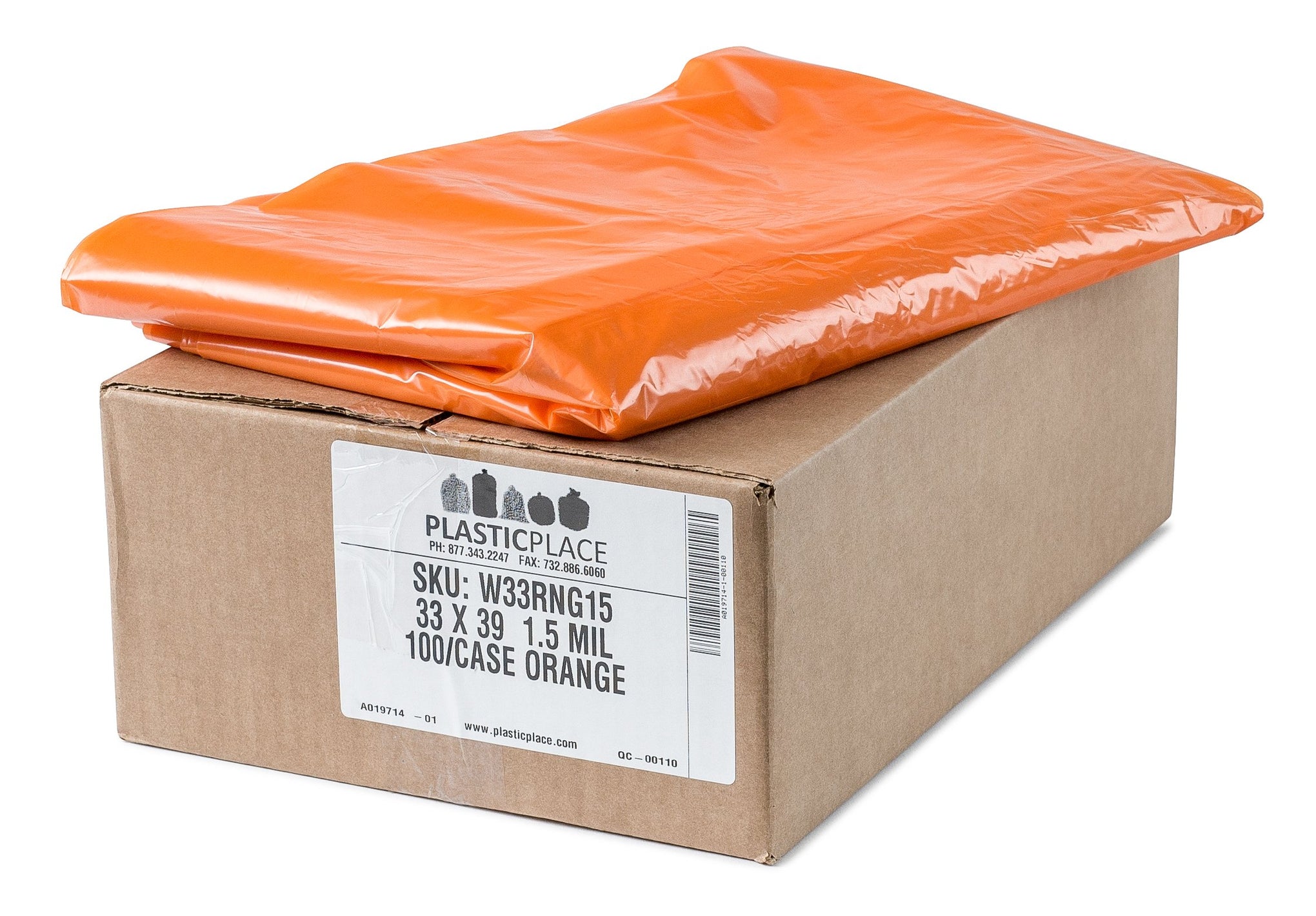 32 33 Gallon Trash Bags │ 1.5 Mil │ Orange Garbage Can Liners │ 33’” x 39” (100 Count)