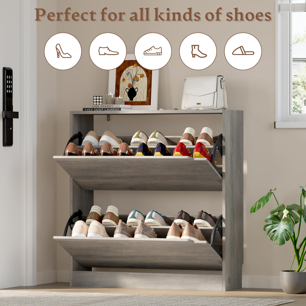 Shoe Cabinet with 2 Flip Drawers