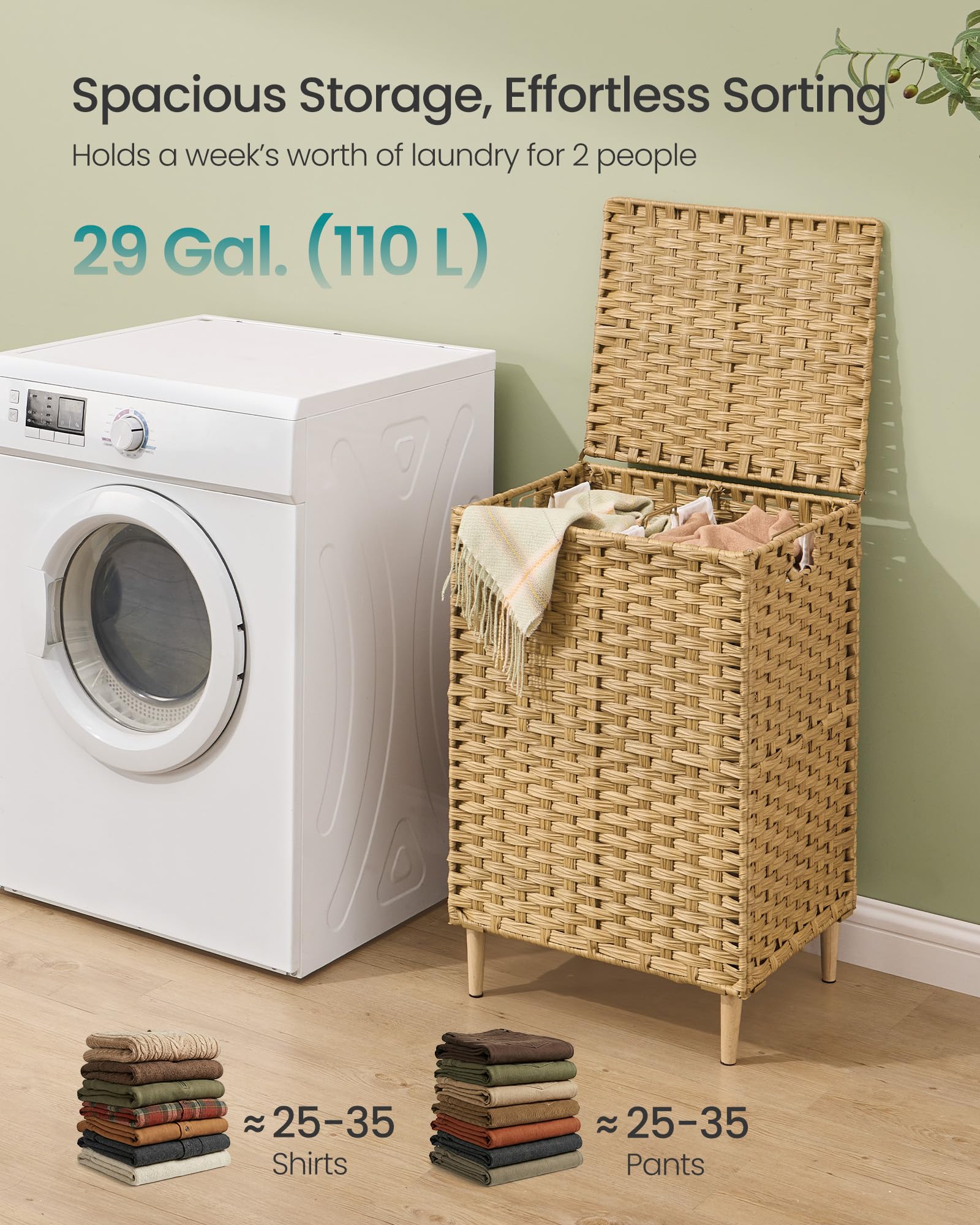 2 Section Laundry Hamper with Lid