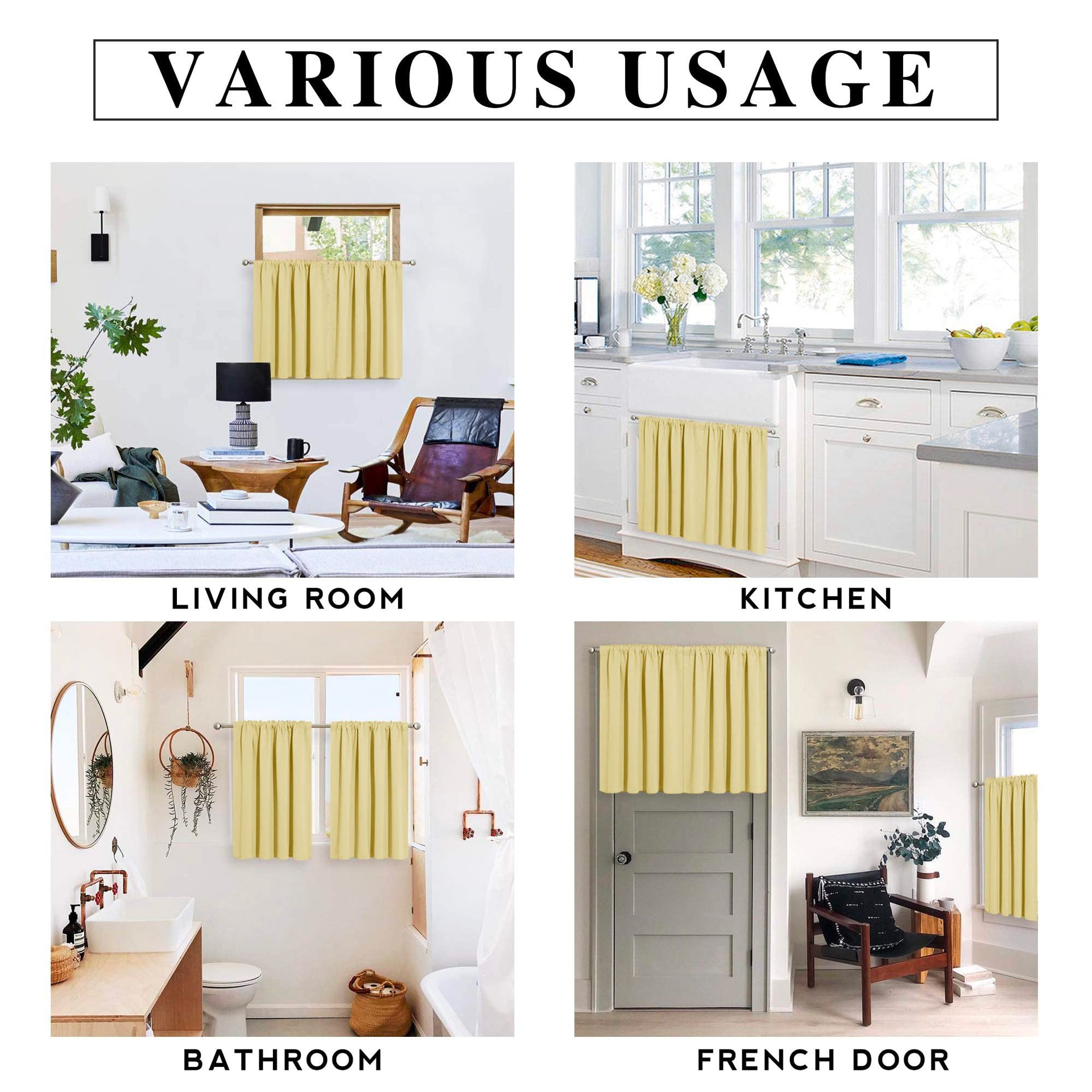 Small Window Curtains 45 inches Length for Kitchen Cafe Bathroom