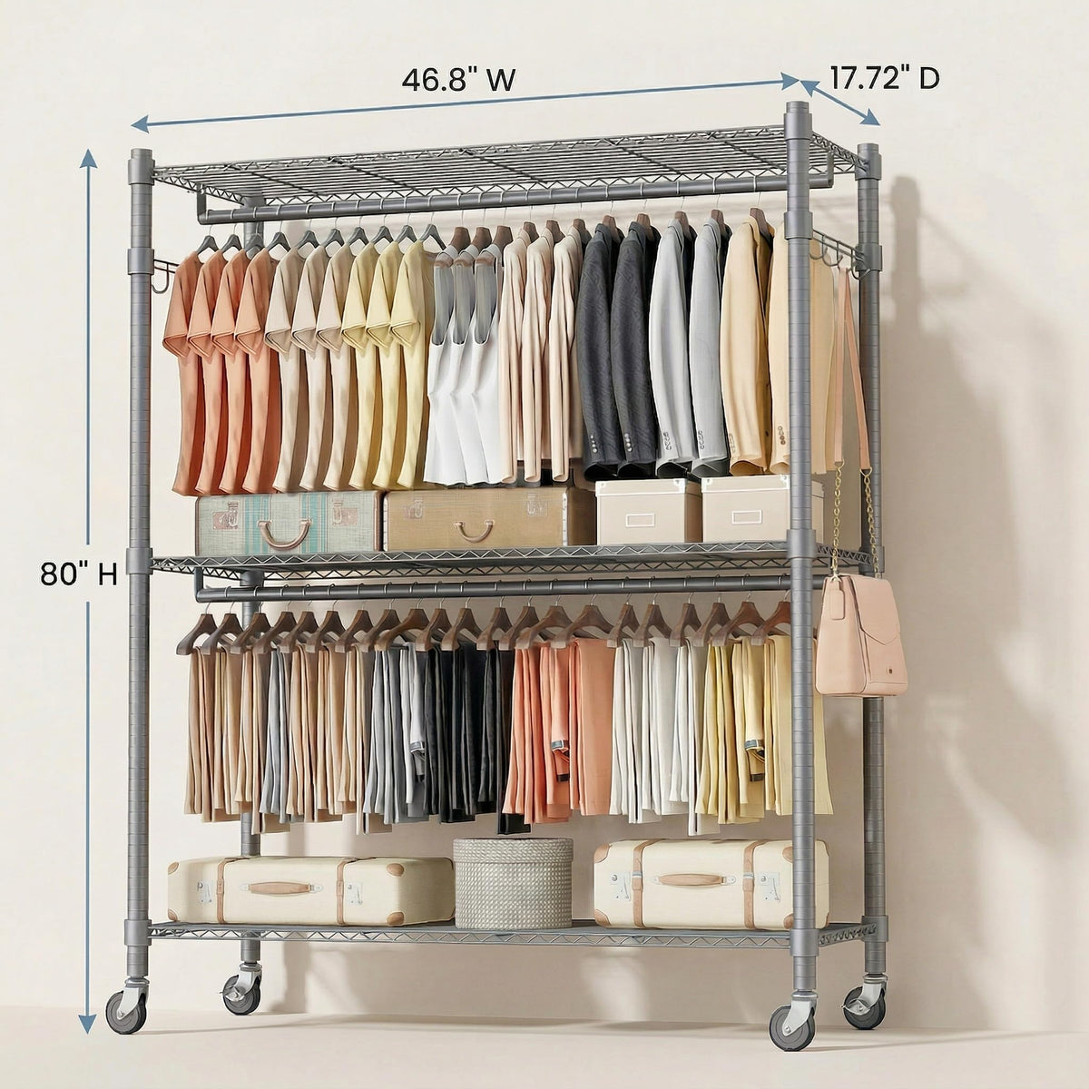Rolling Clothes Rack Heavy Duty