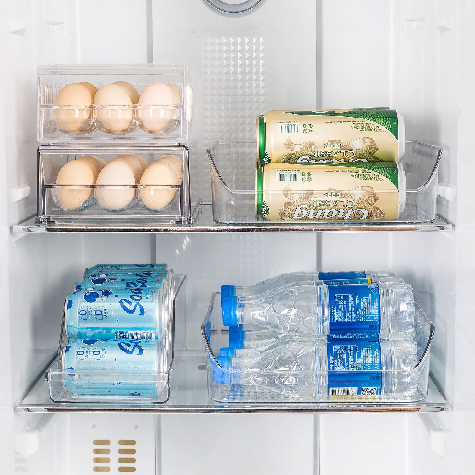 2 Pack Water Bottle Organizer Refrigerator Organizer Bins and Clear Storage Bins for Fridge