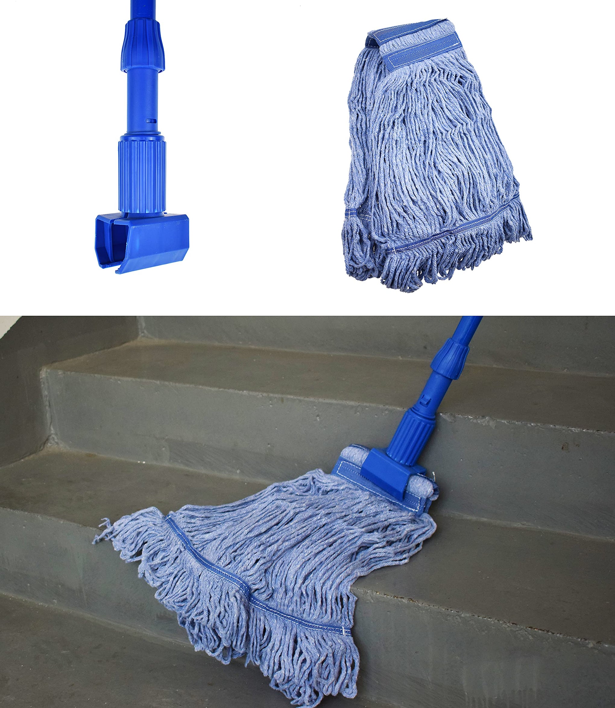 Mop Head Replacement Commercial Heavy Duty String Blue Wet Mop Heads for 3 Typs Commercial Mop Handle - ModHome Supplies
