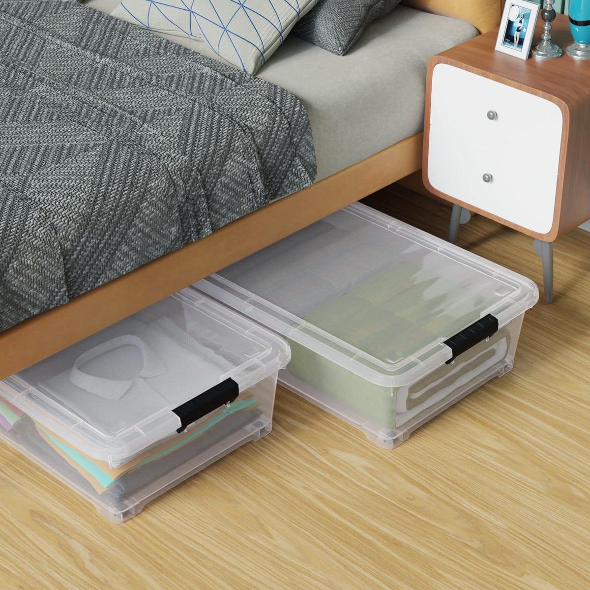 4 Pack Underbed Storage Bins with Lids (3 Count)