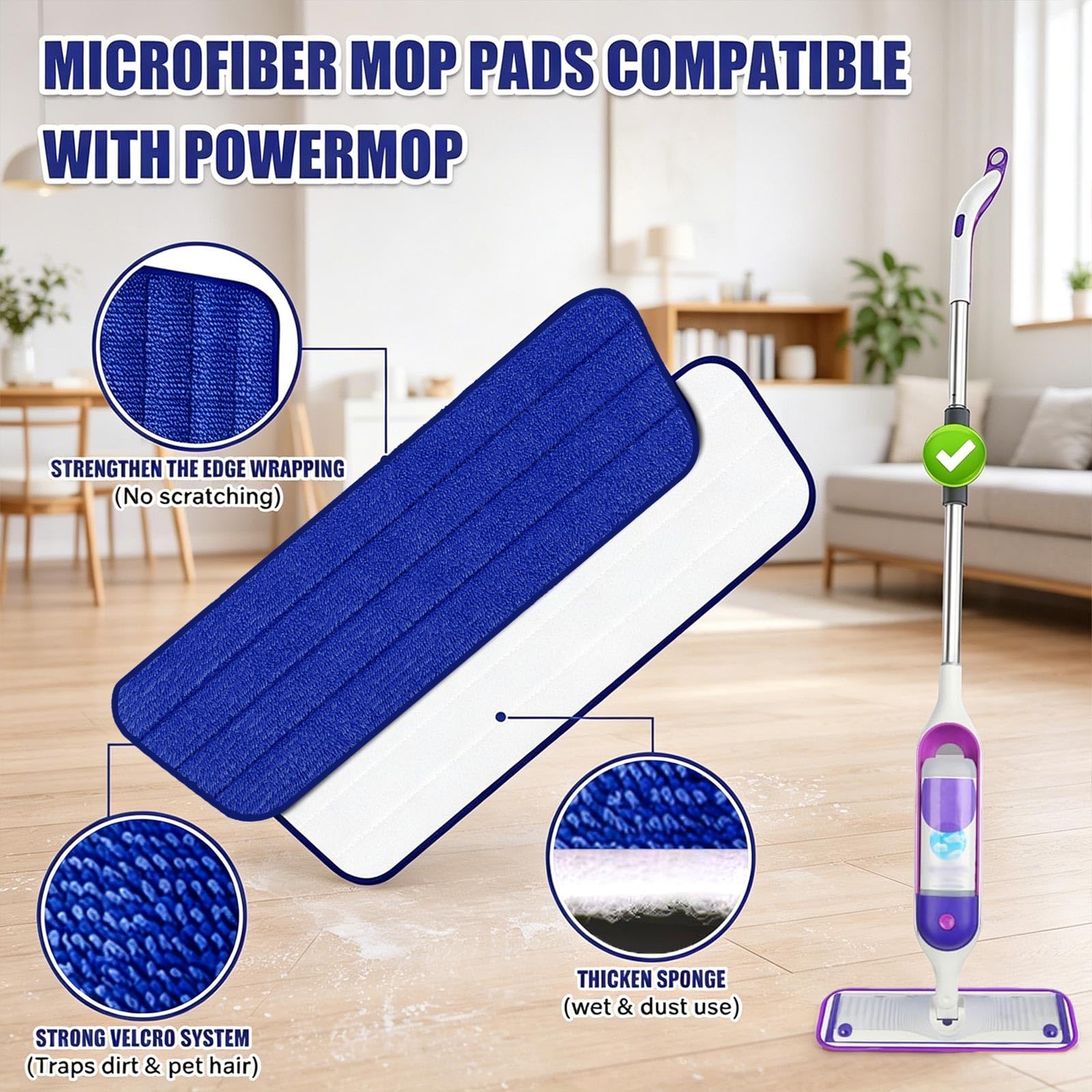 16.5" Microfiber Mop Pads Refills (4 Count)