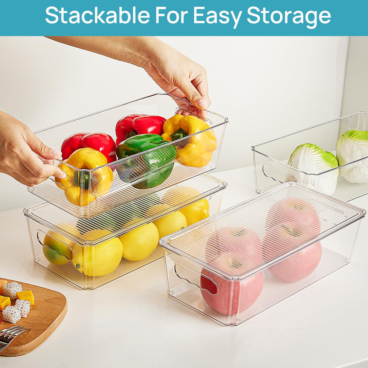 4pcs Clear Stackable Storage Bins with Lids (4 Count)