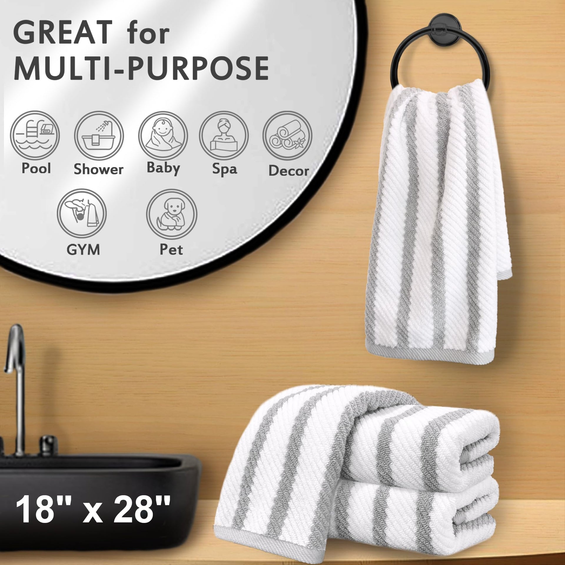 Bathroom Hand Towels 4PC (4 Count)