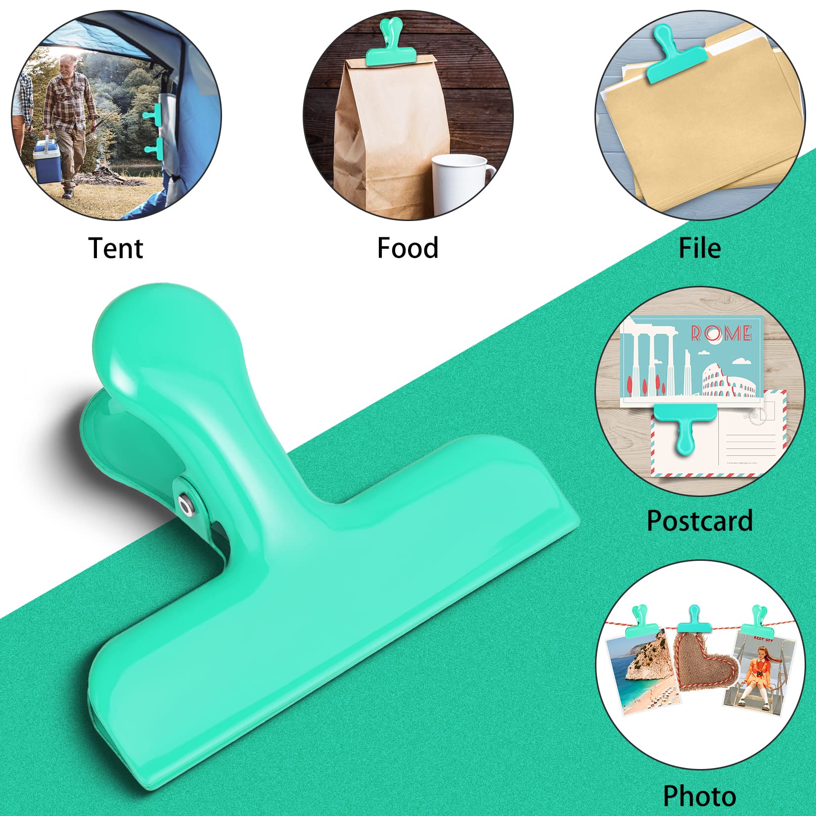 Chip Clip 8 Pack Green Bag Clips for Food Storage and Pantry Use (8 Count)