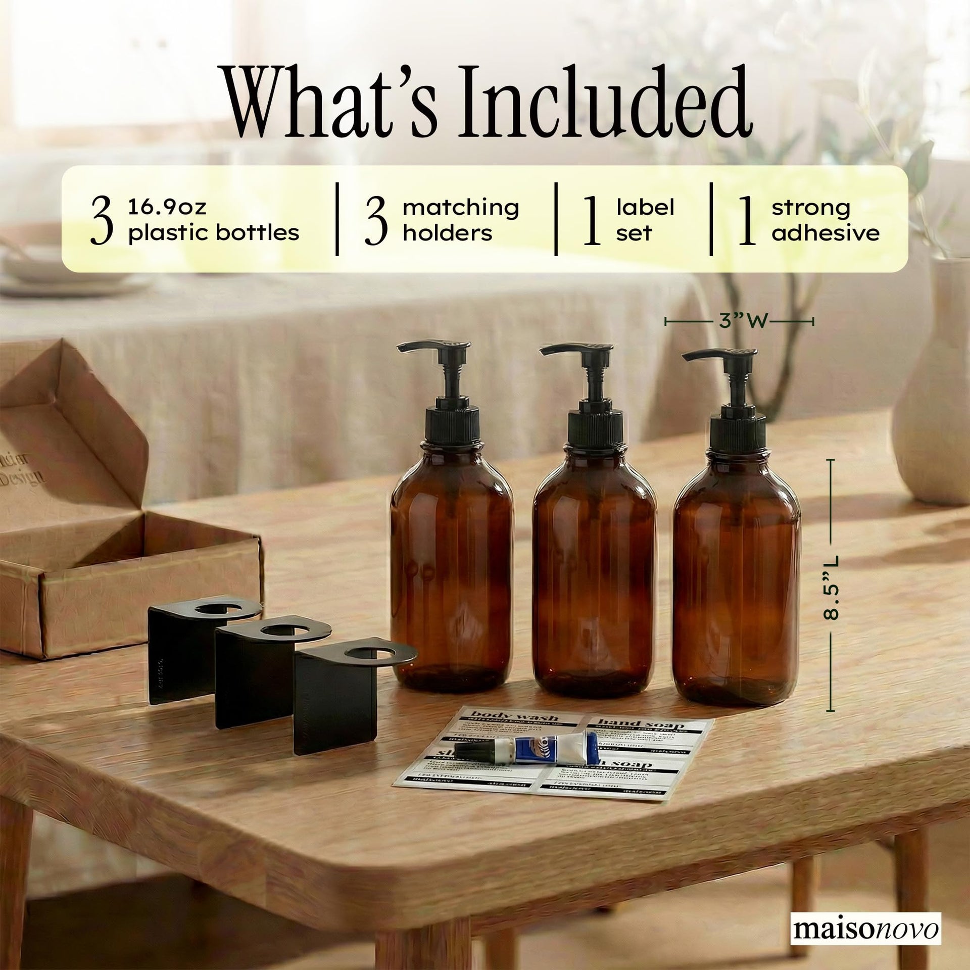 Shampoo and Conditioner Dispenser (3 Count)