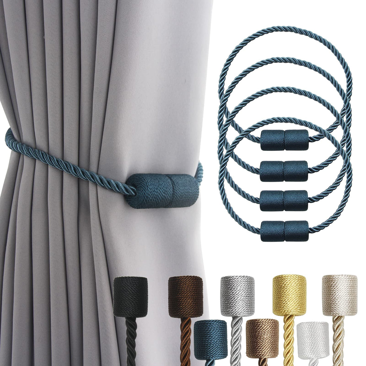 Magnetic Curtain Tiebacks Holdbacks Decorative Tie Backs for Windows Porlau (4 Count)