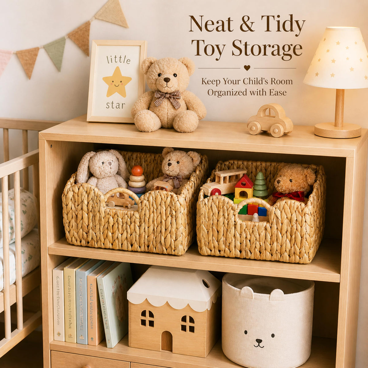 Set of 2 Scalloped Edge Wicker Storage Basket with Built (2 Count)