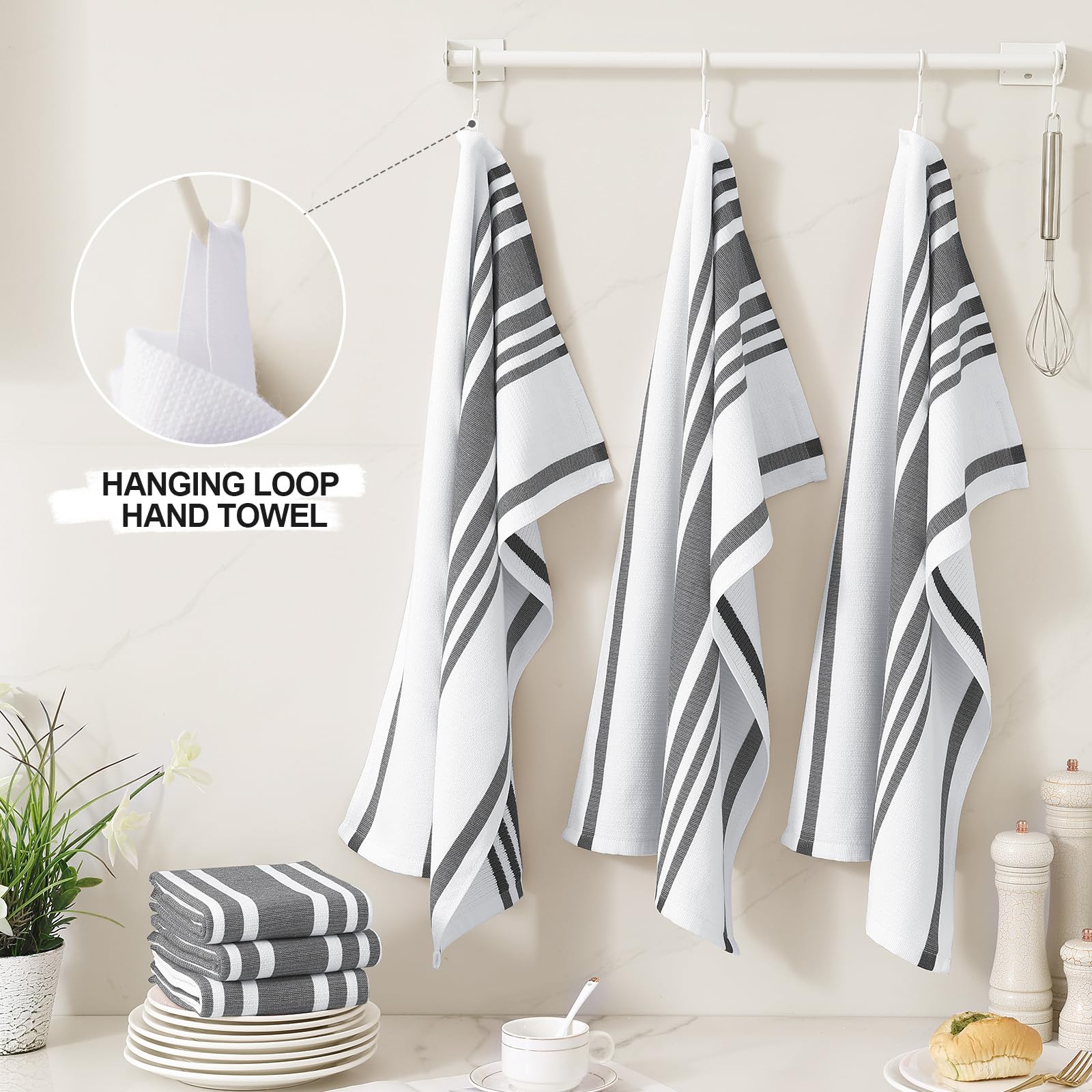 Premium Cotton Stripe Kitchen Towels 12 Pack (12 Count)