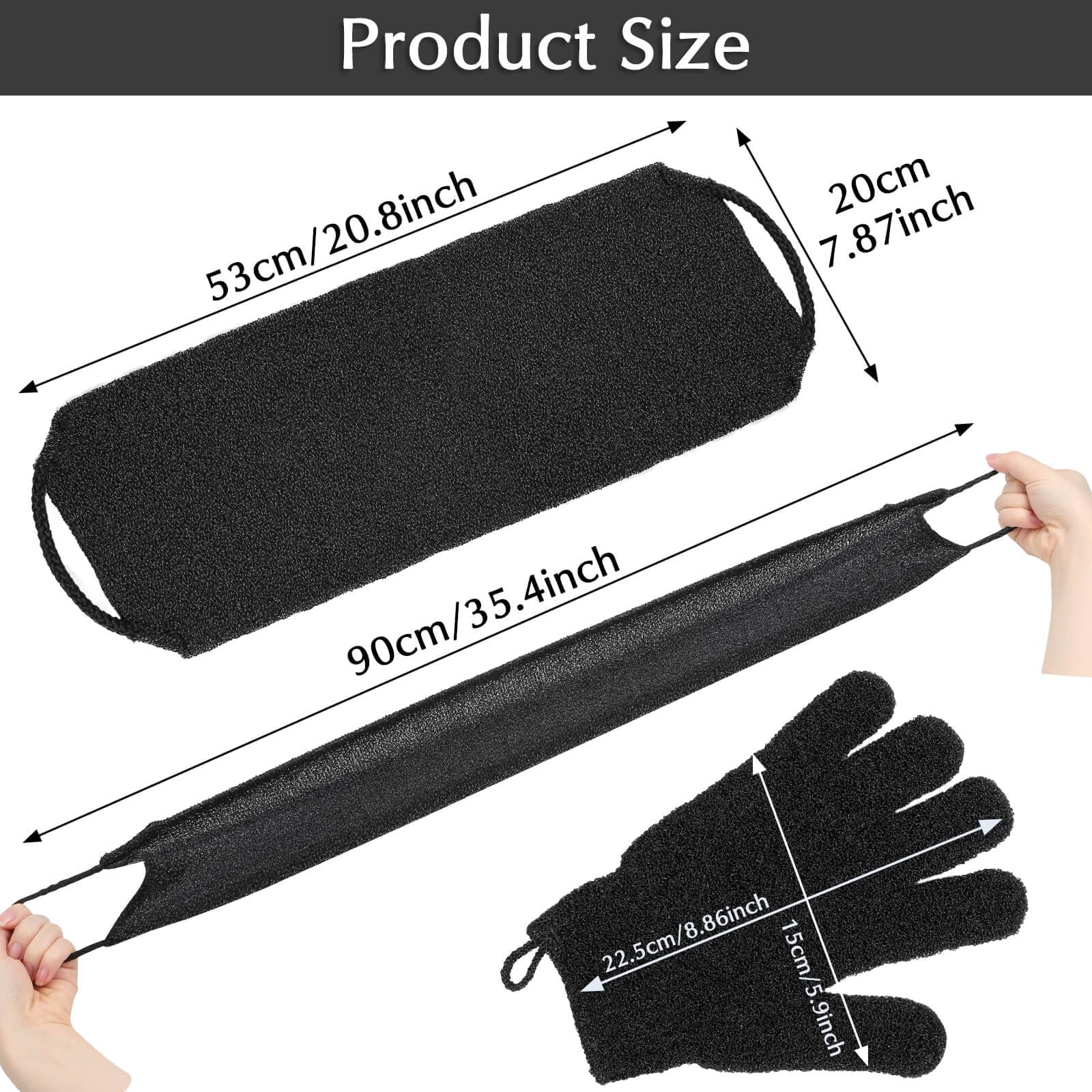 Exfoliating Back Scrubber Bath Gloves Set (3 Count)