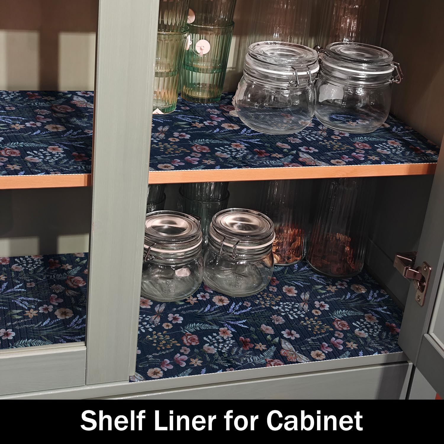Butterfly Shelf and Drawer Liner for Kitchen Cabinets Dark Blue