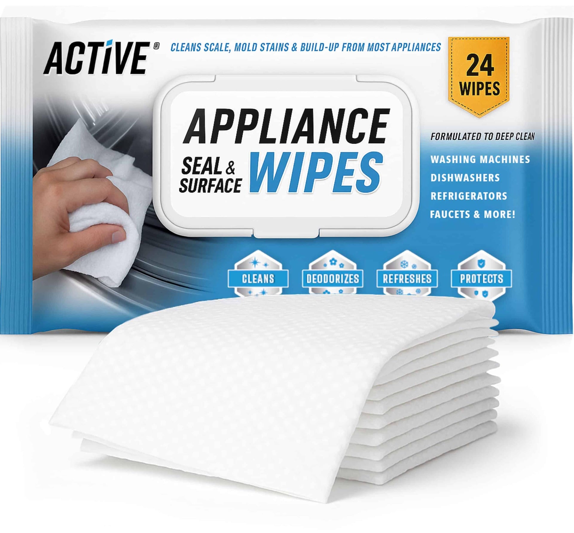 Home Appliance Surface Cleaner Wipes Heavy Duty Wipe for Cleaning Washing Machine (24 Count)
