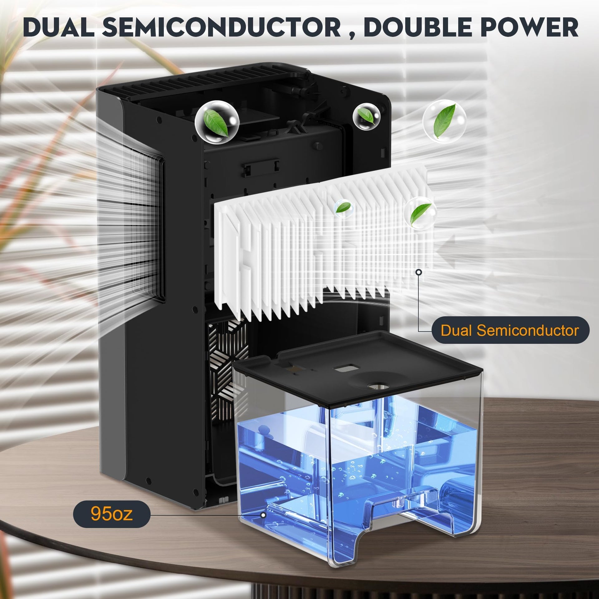 Dehumidifier 1000 Sq Ft 95 oz Tank with Sleep Mode