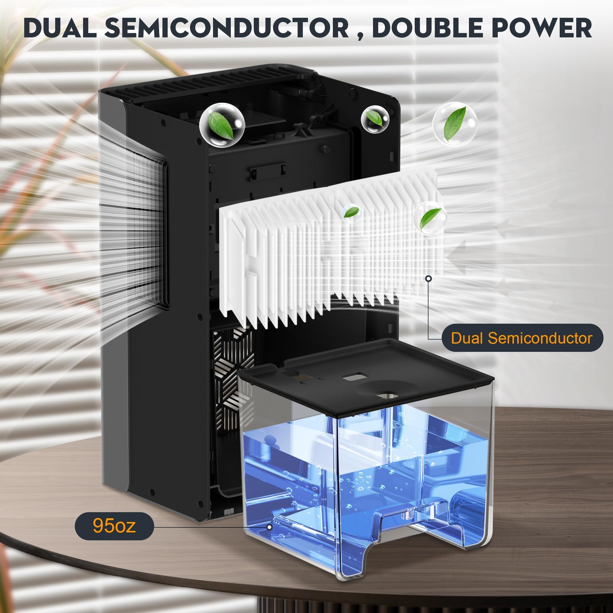 Dehumidifier 1000 Sq Ft 95 oz Tank with Sleep Mode