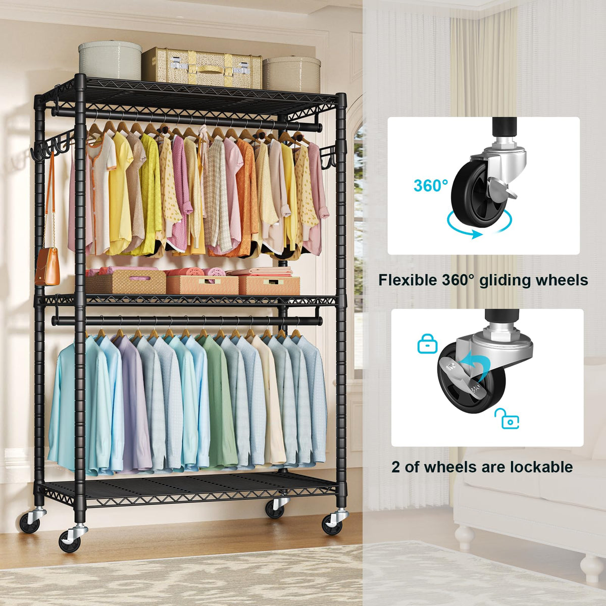 P1 Plus Rolling Clothes Rack