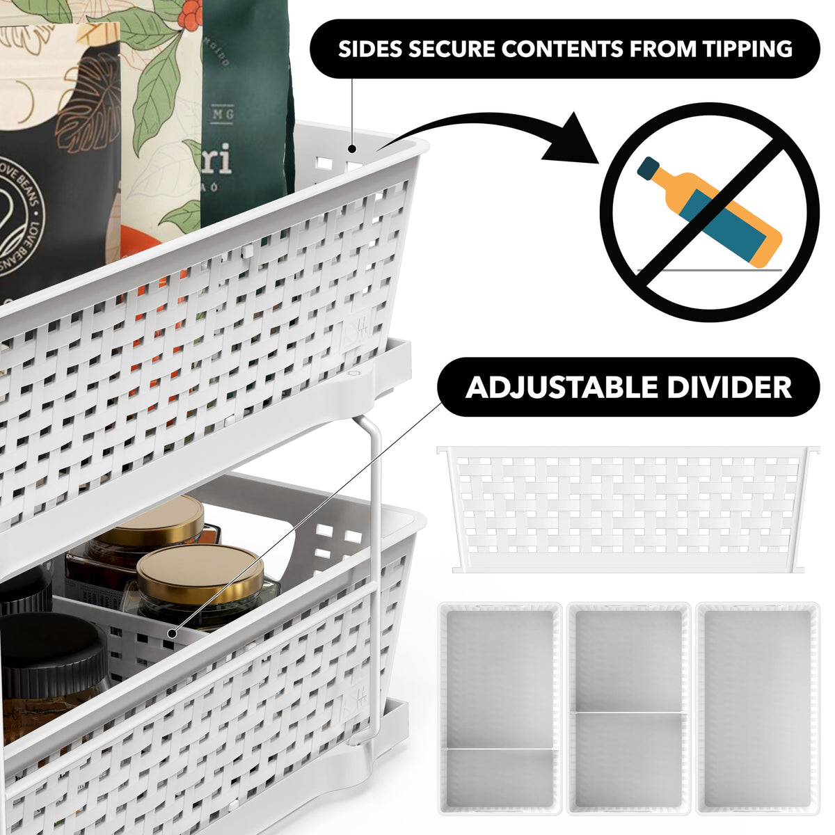 2 Tier Pull Out Sliding Drawer Under Sink Storage