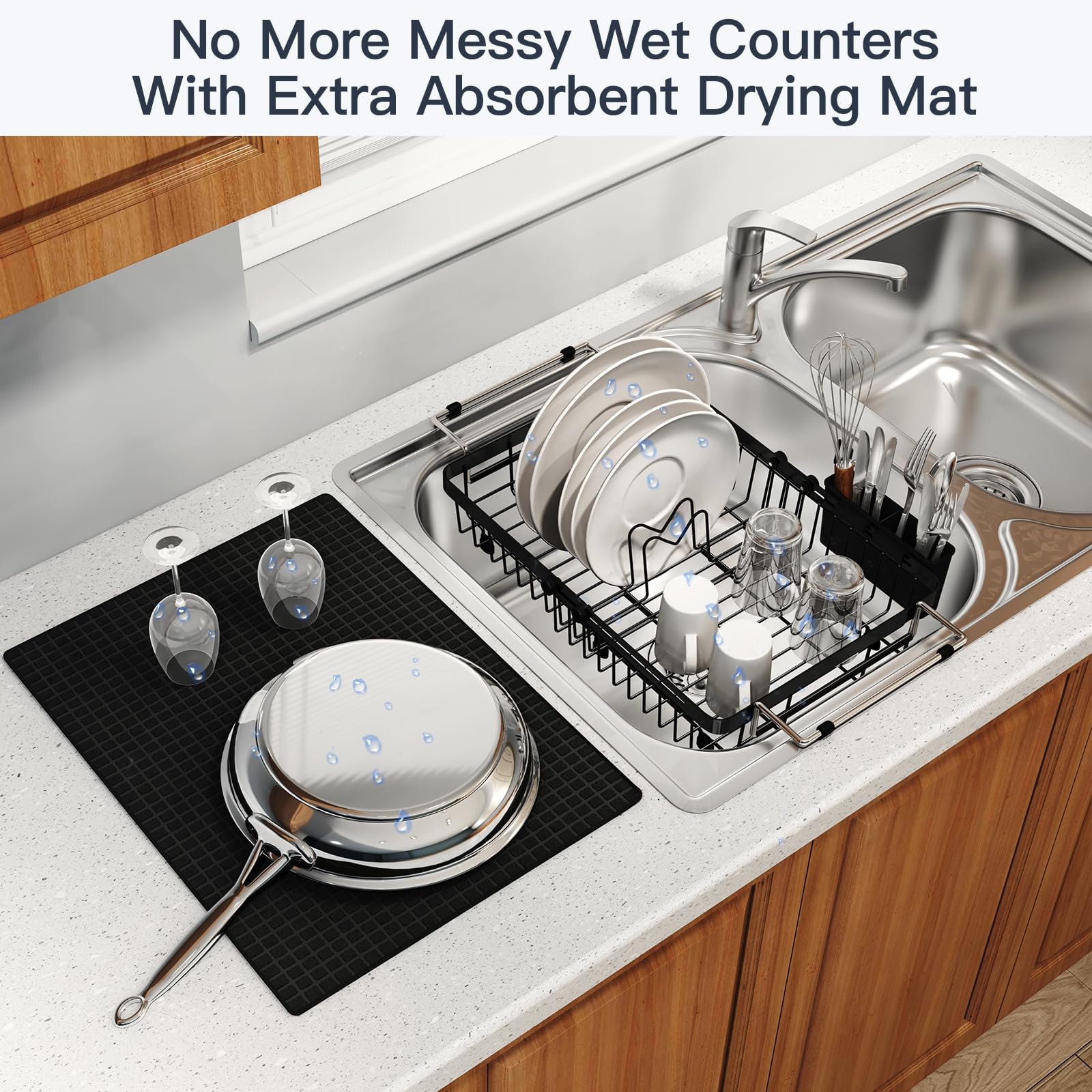 Dish Drying Rack Over The Sink with Utensil Holder