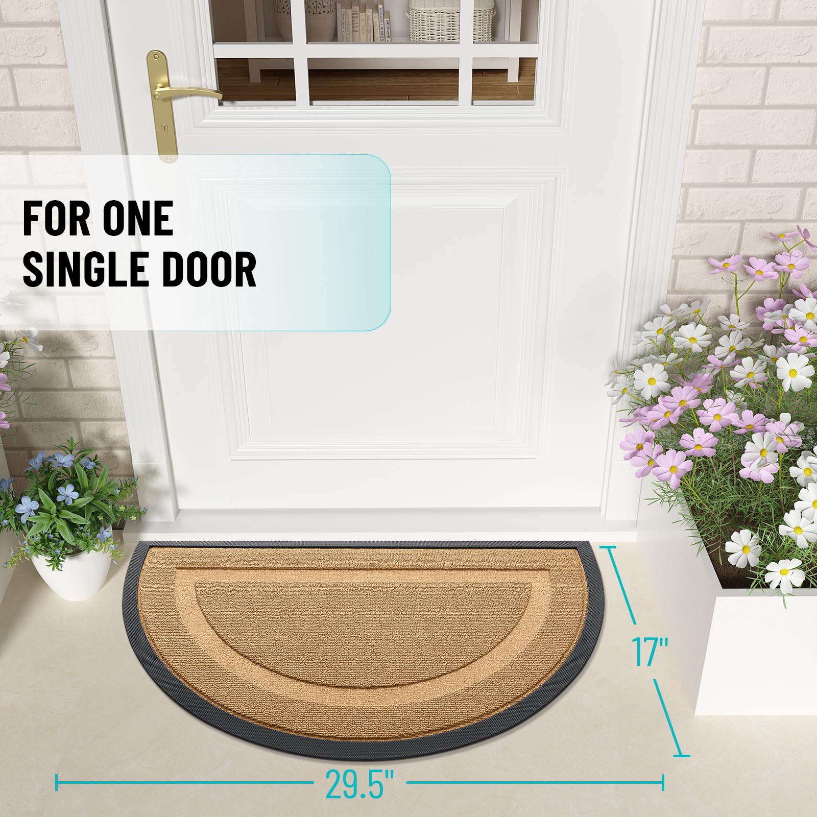 Half Circle Front Door Mat Outside 29.5x17 All