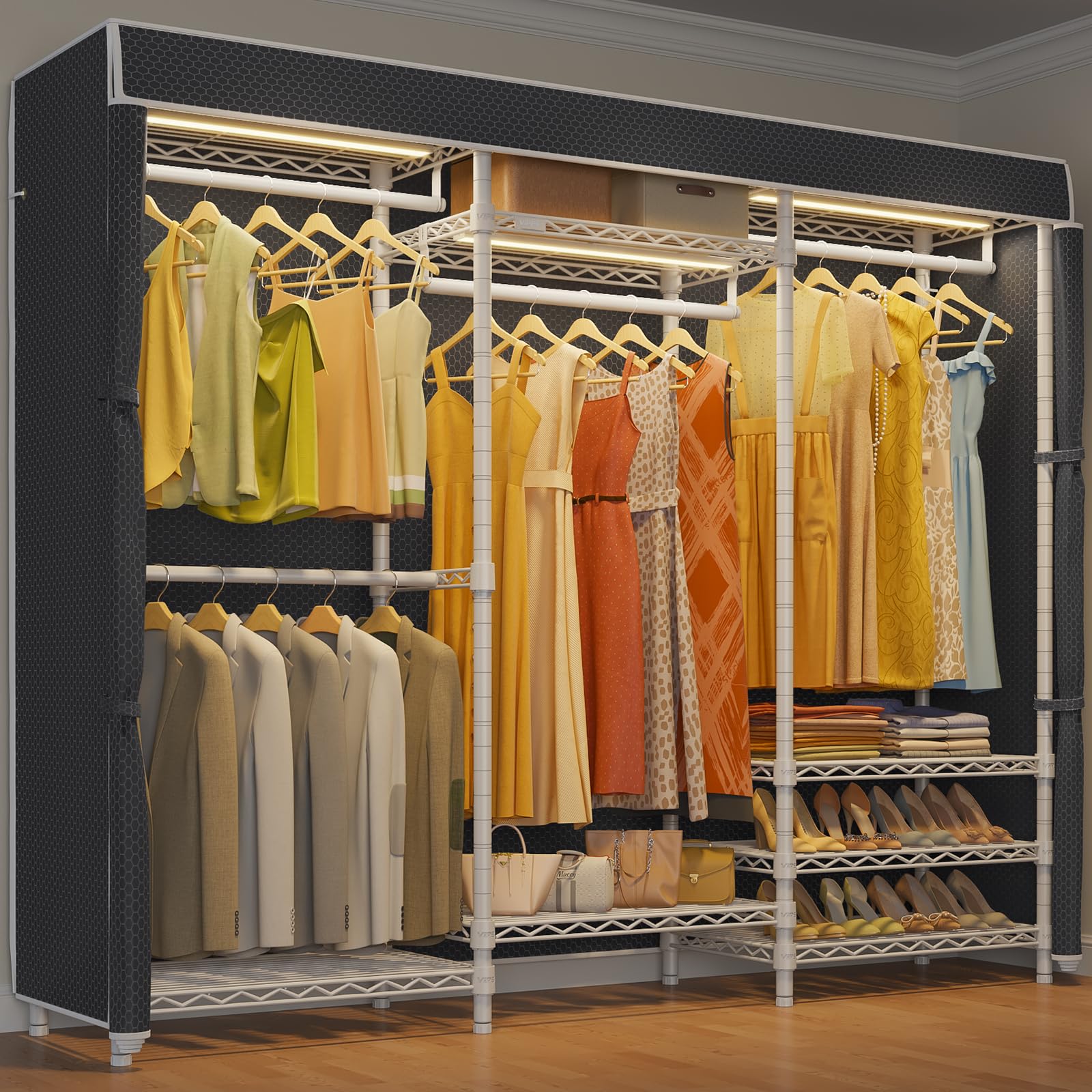V5LC Garment Rack Heavy Duty Covered with Dimmable LED Light