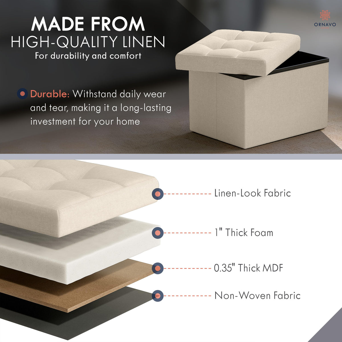 Small Rectangle Storage Ottoman