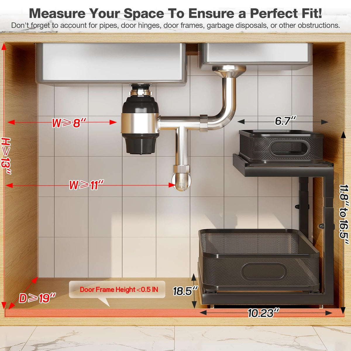 2 Pack 18.5 IN Depth Under Sink Organizer With Next (2 Count)