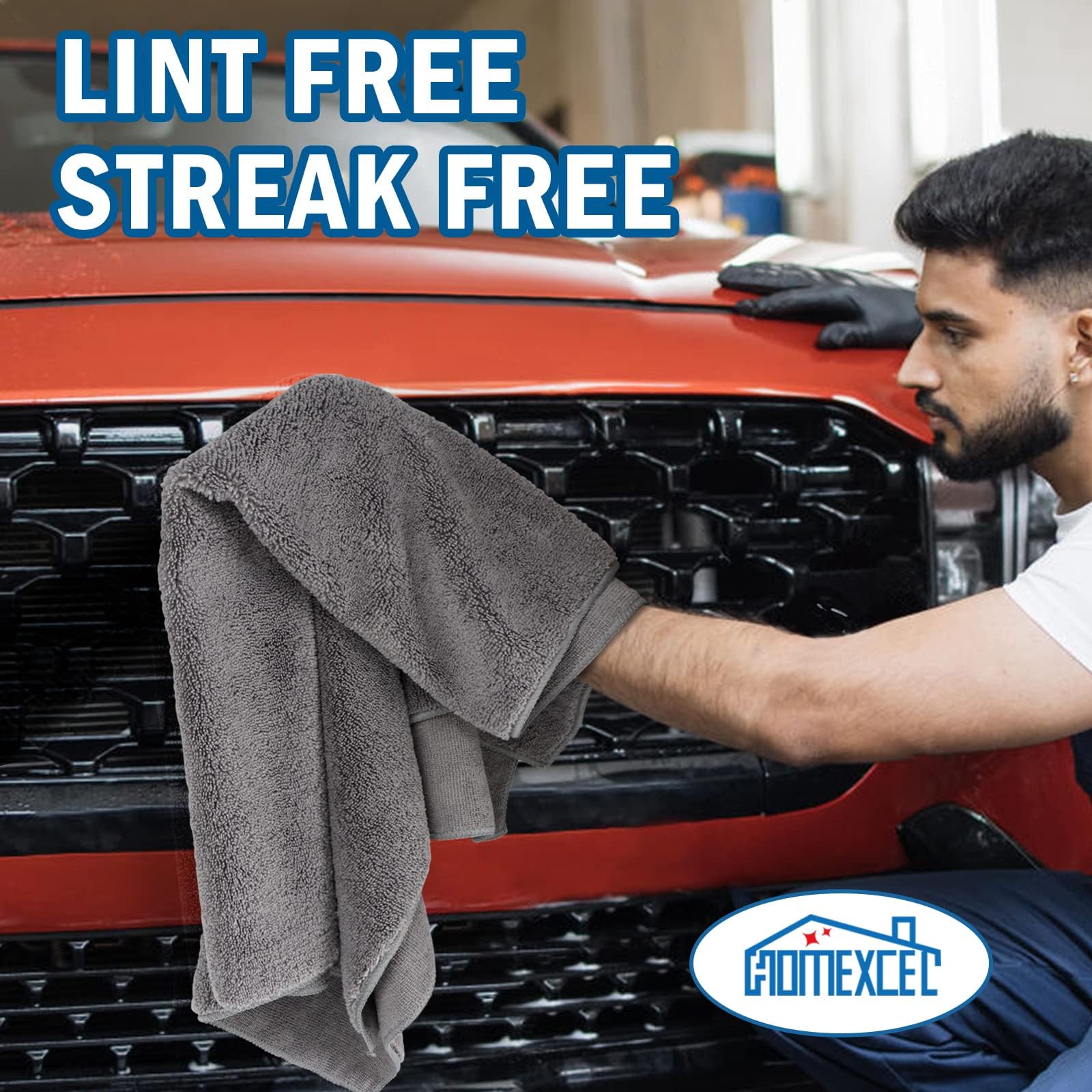 Professional Large Microfiber Car Drying Towels 4 Pack (4 Count)