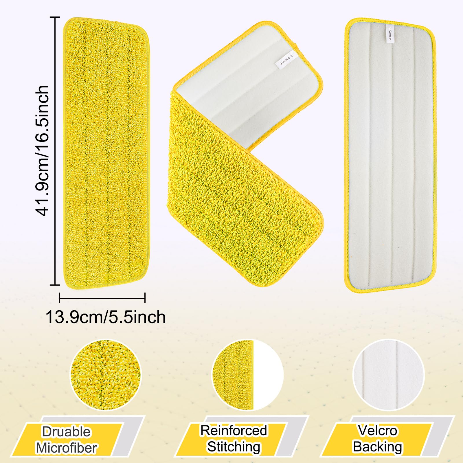 16.5 Inch Reusable Mop Pads Microfiber Spray Mop Replacement Heads for Wet