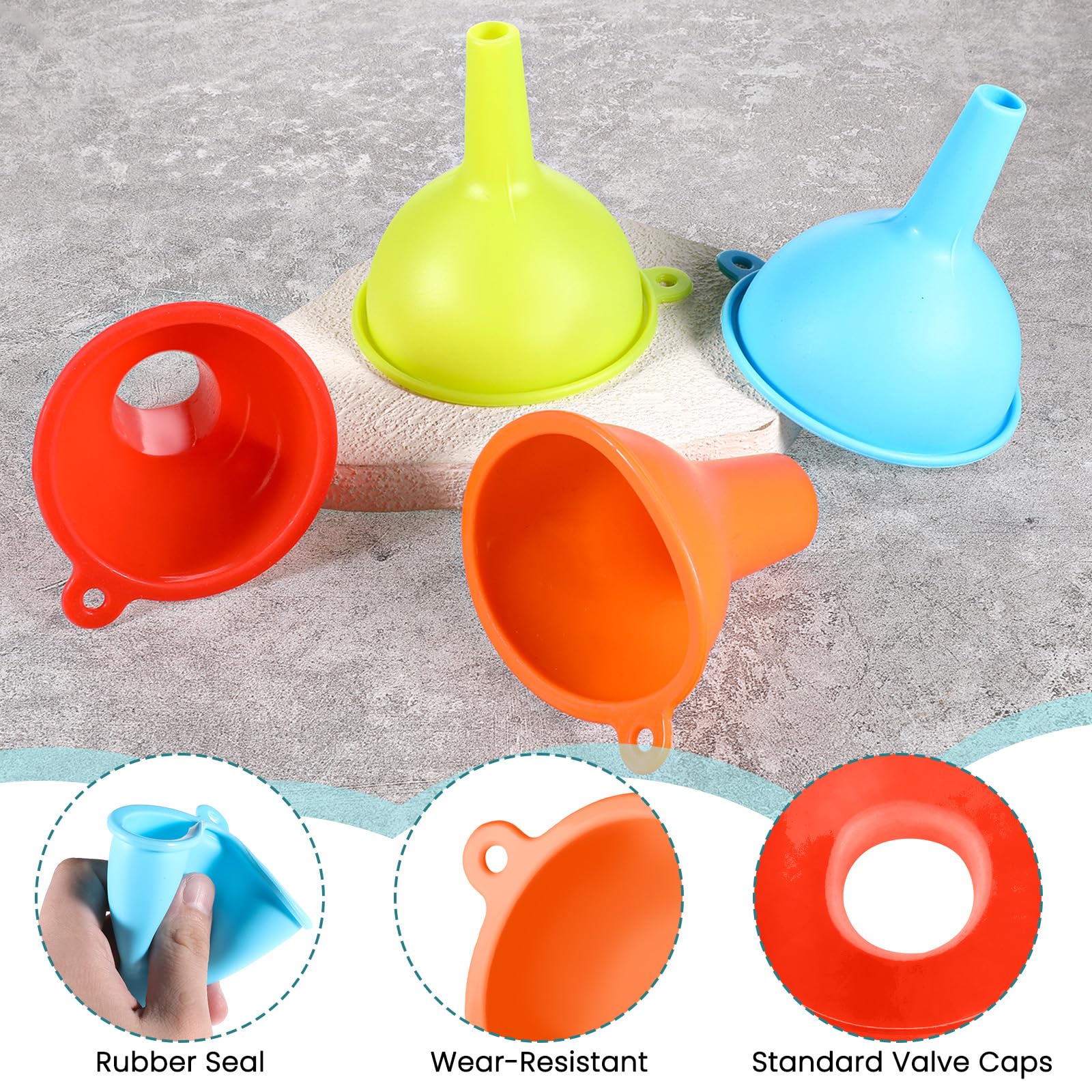 4 Pack Kitchen Silicone Funnel (4 Count)