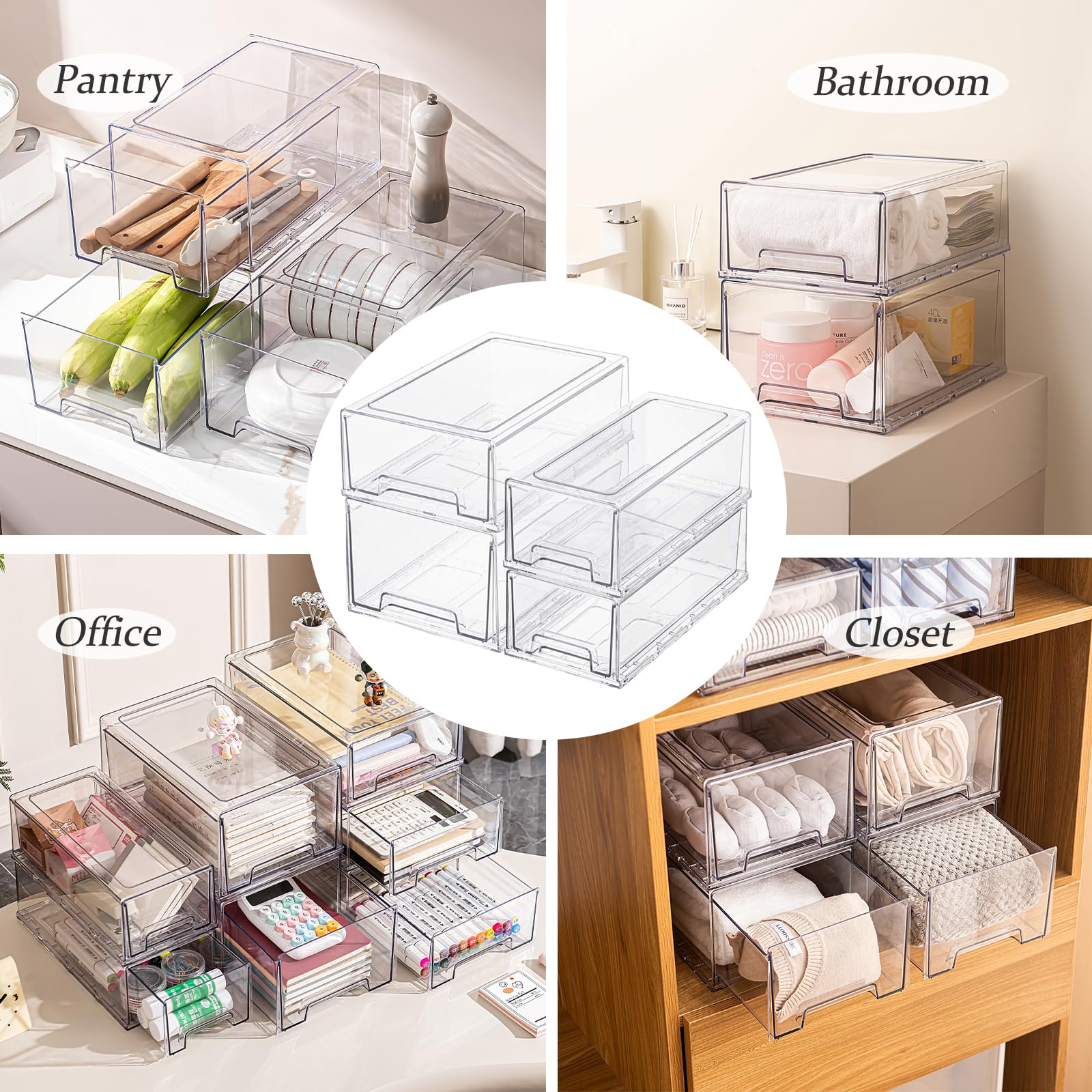 Clear Stackable Refrigerator Organizers and Storage Drawers (2 Count)