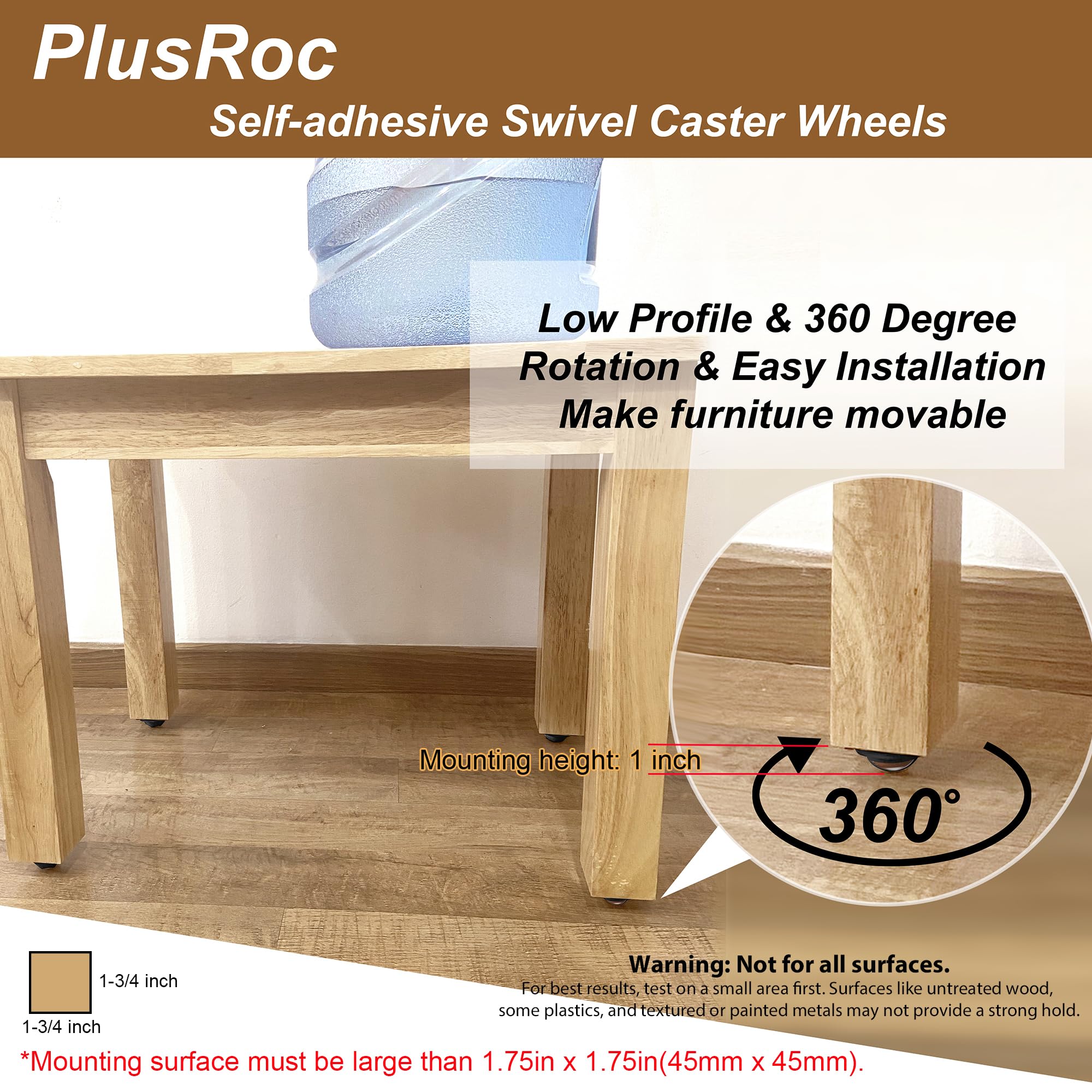 12 Pack 1 Inch Self Adhesive Caster Wheels for Furniture (12 Count)