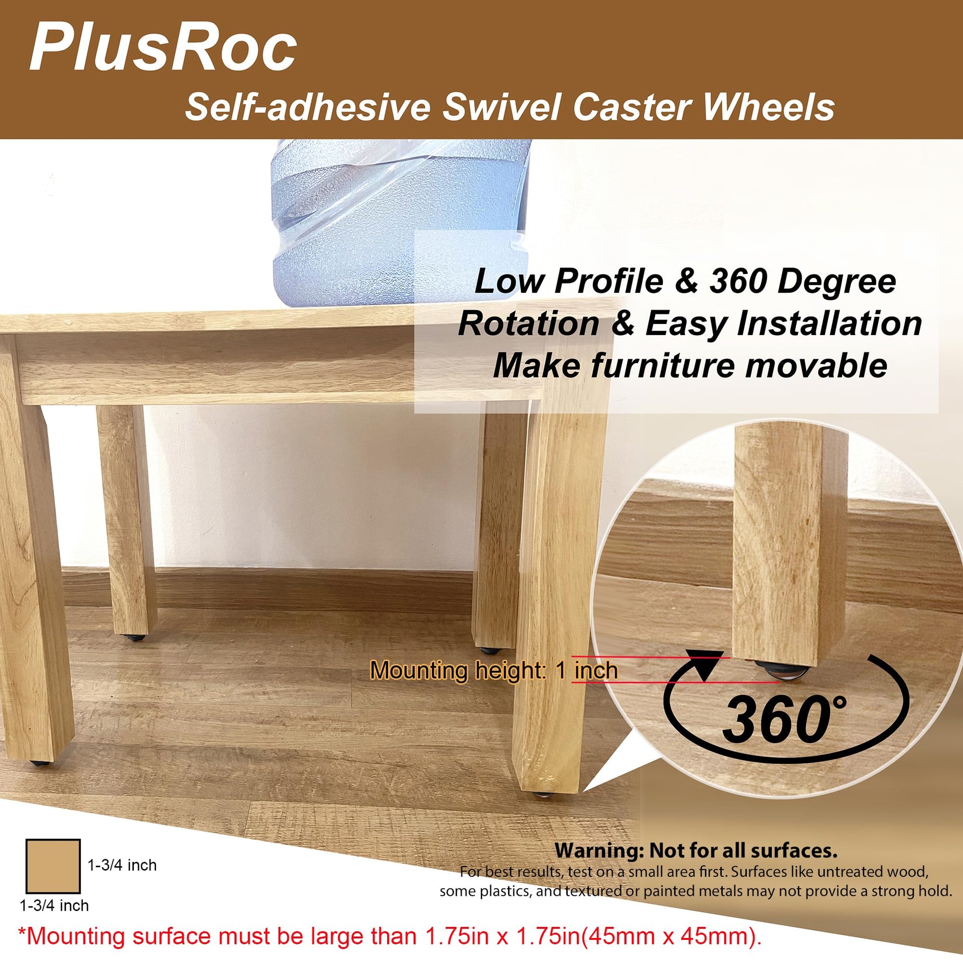 16 Pack 1 Inch Self Adhesive Caster Wheels for Furniture (16 Count)