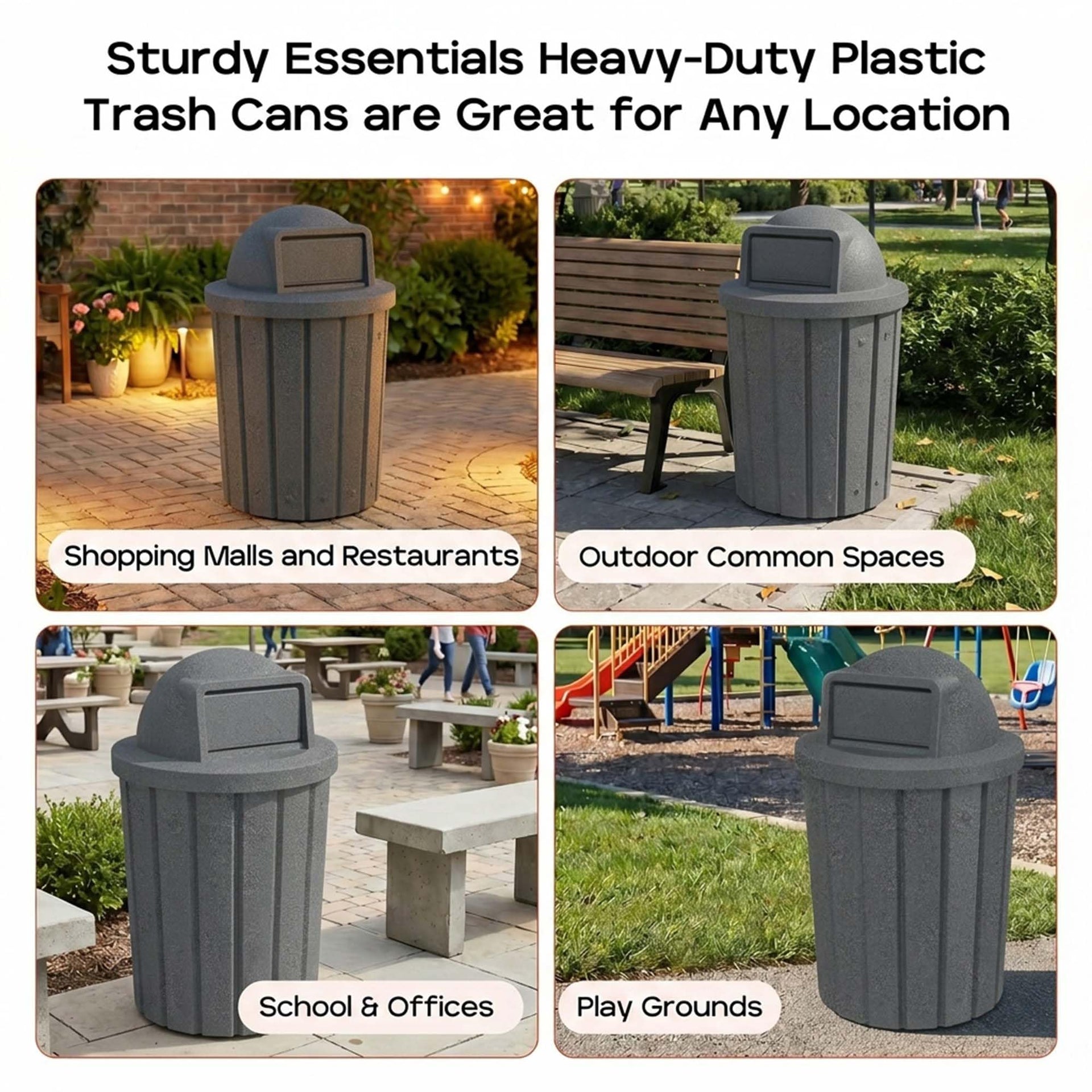 Campus Collection 42 Gallon Commercial Trash Can with Lid