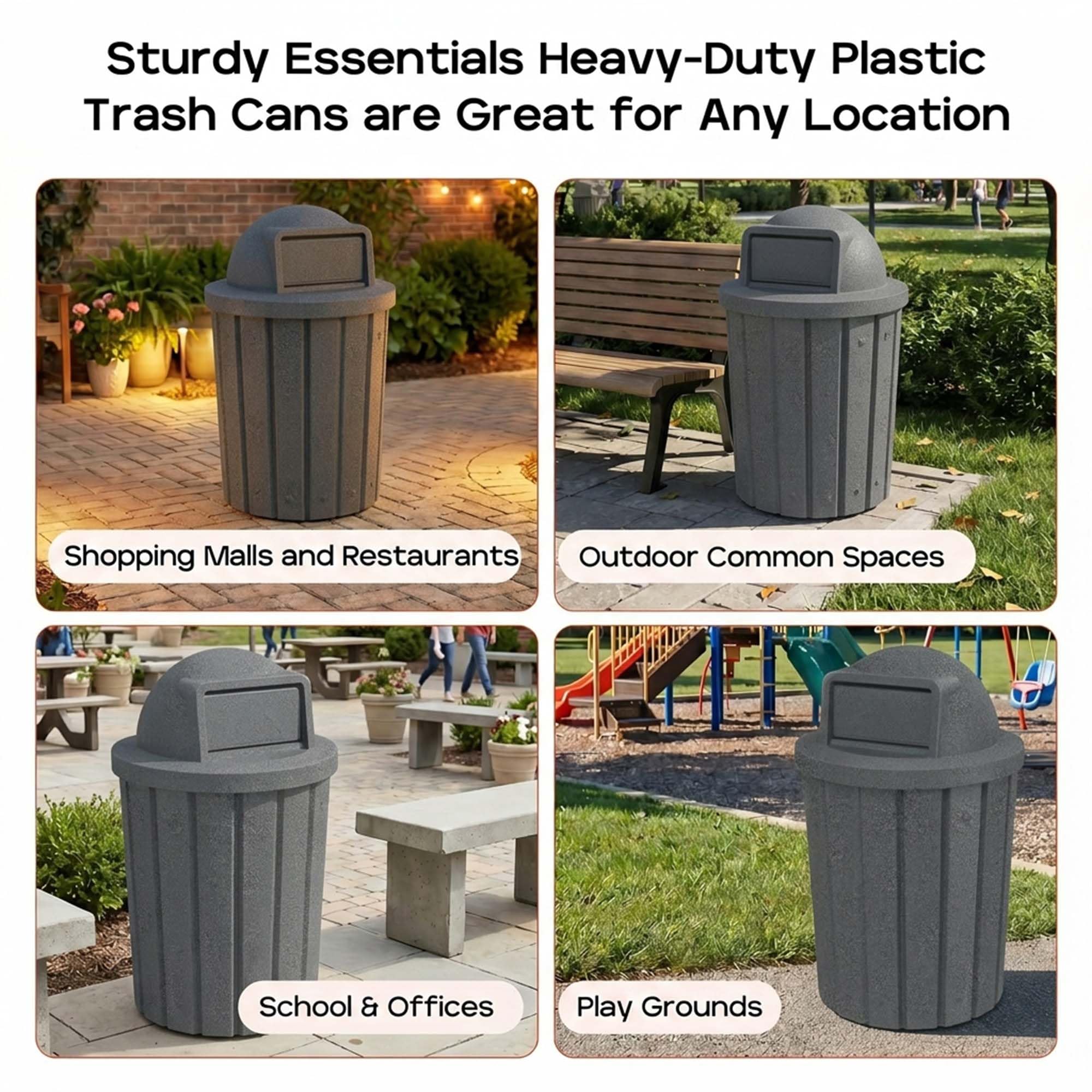 Campus Collection 42 Gallon Commercial Trash Can with Lid