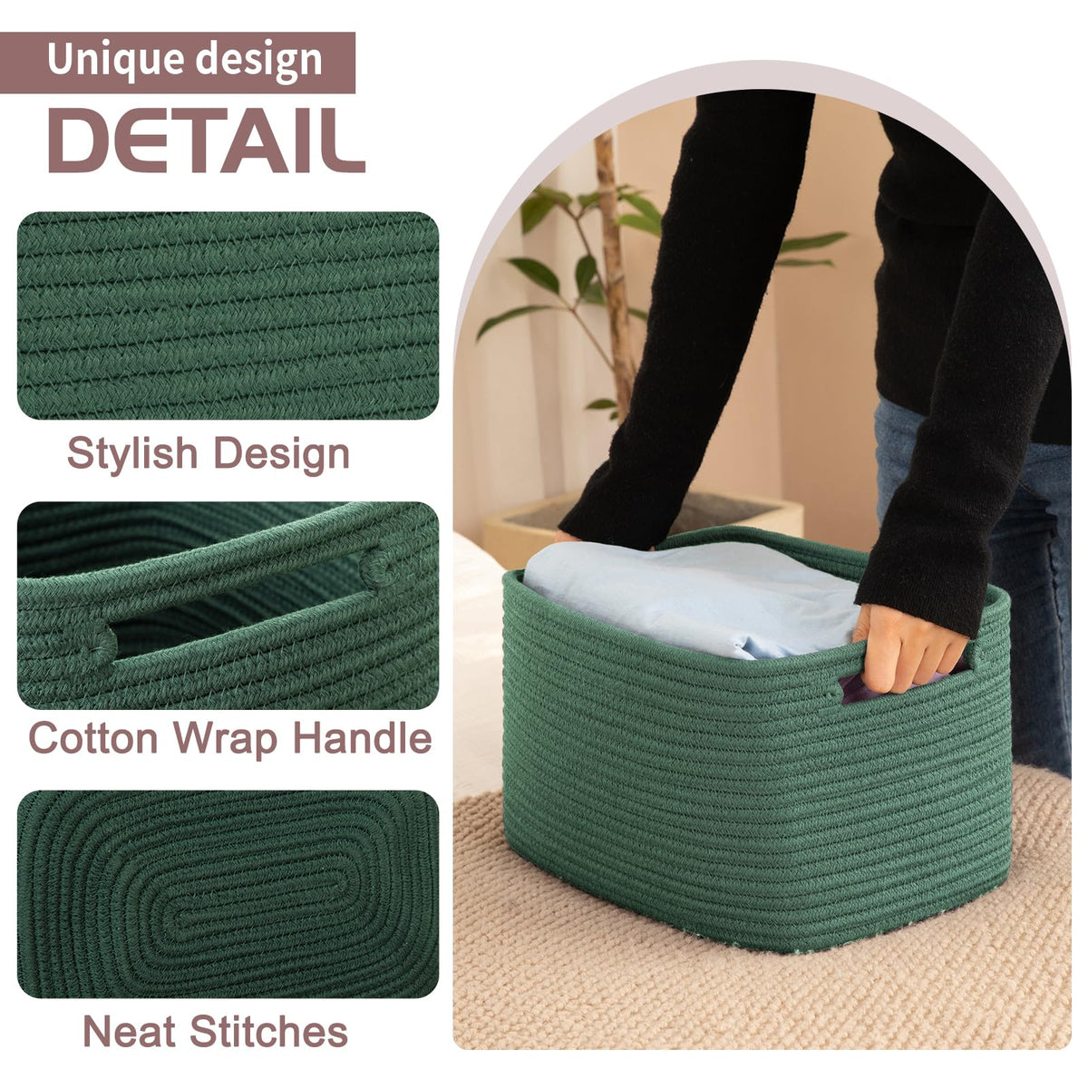 4 Pack Storage Baskets for Organizing 15L Cube Storage Bins Green (4 Count)