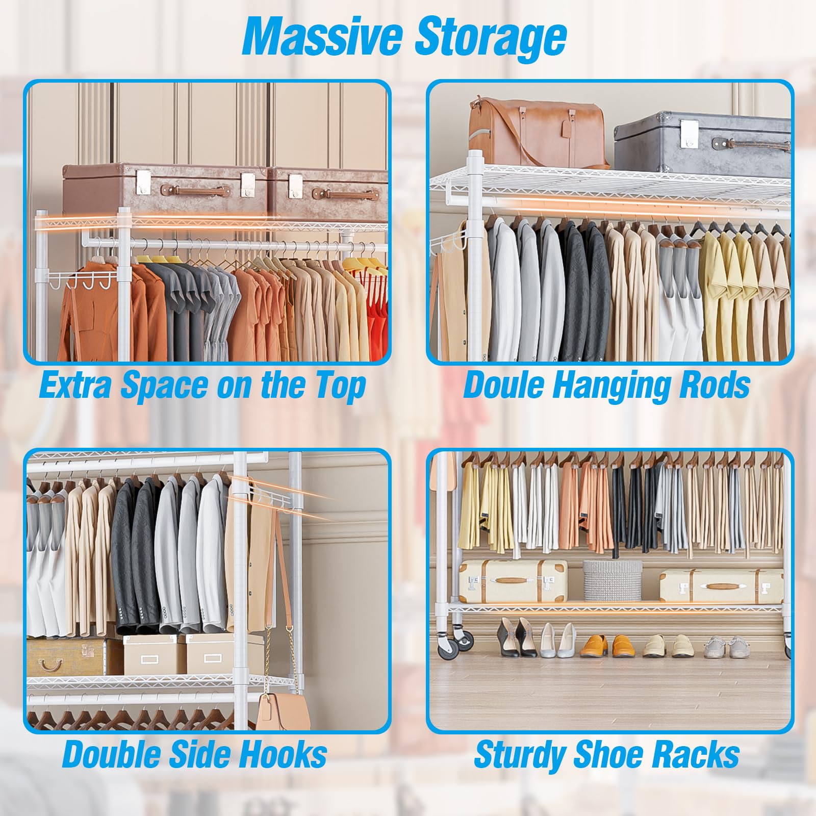 3 Tier Garment Rack with Wheels