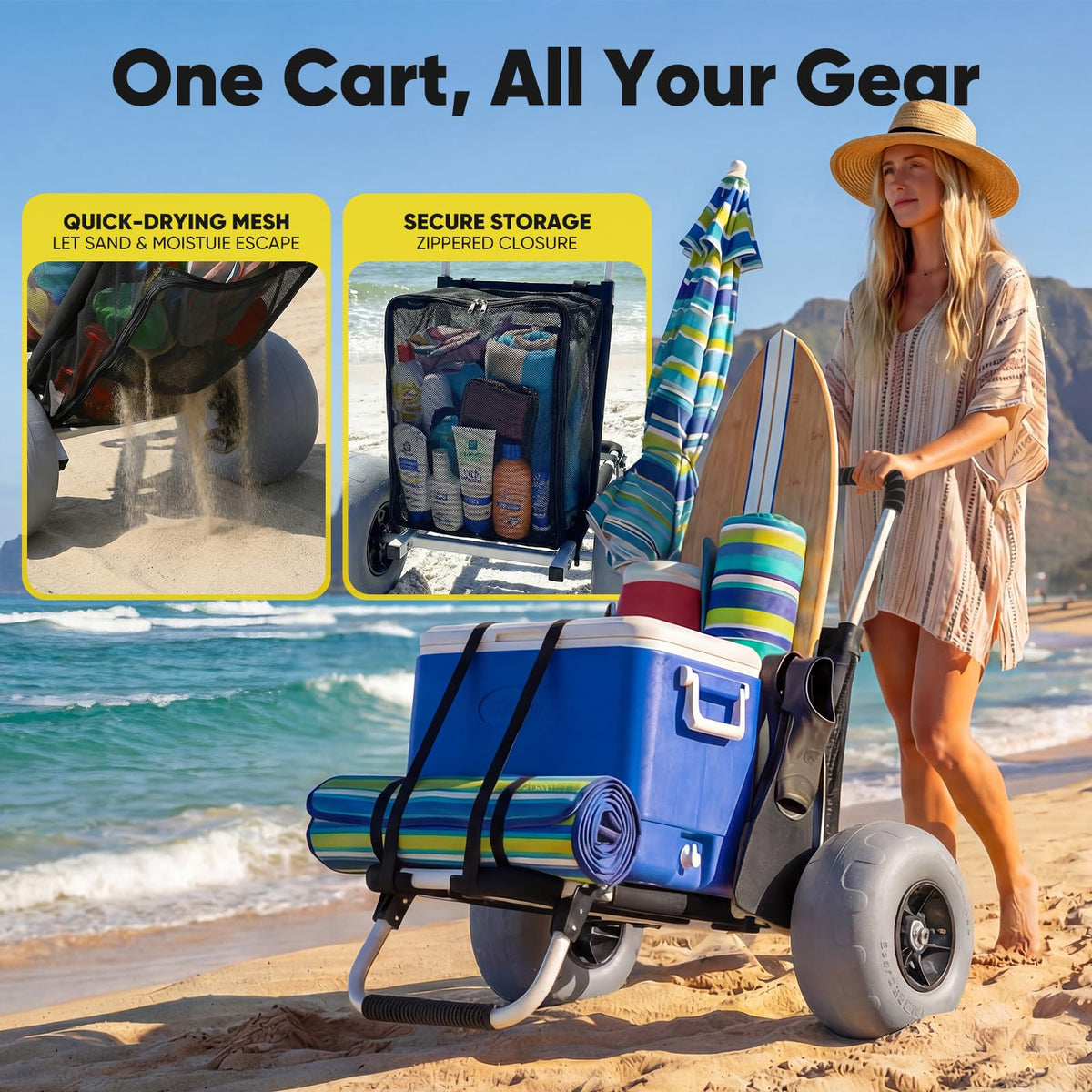 Beach Wagon with 12" Big Wheels for Sand