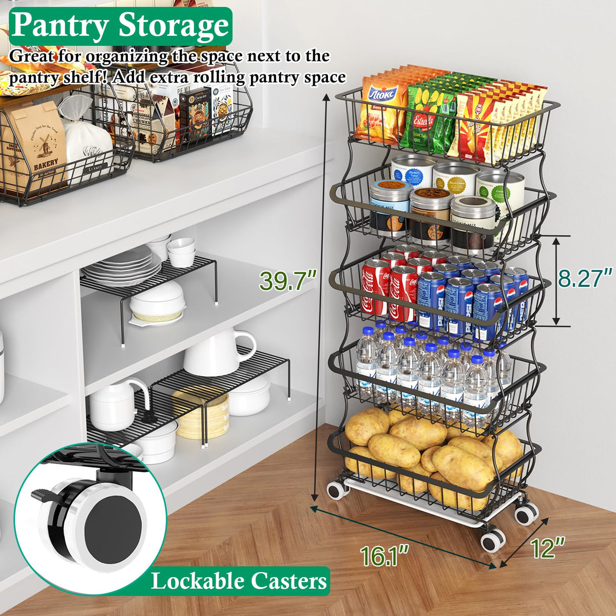 5 Tier Fruit Basket for Kitchen