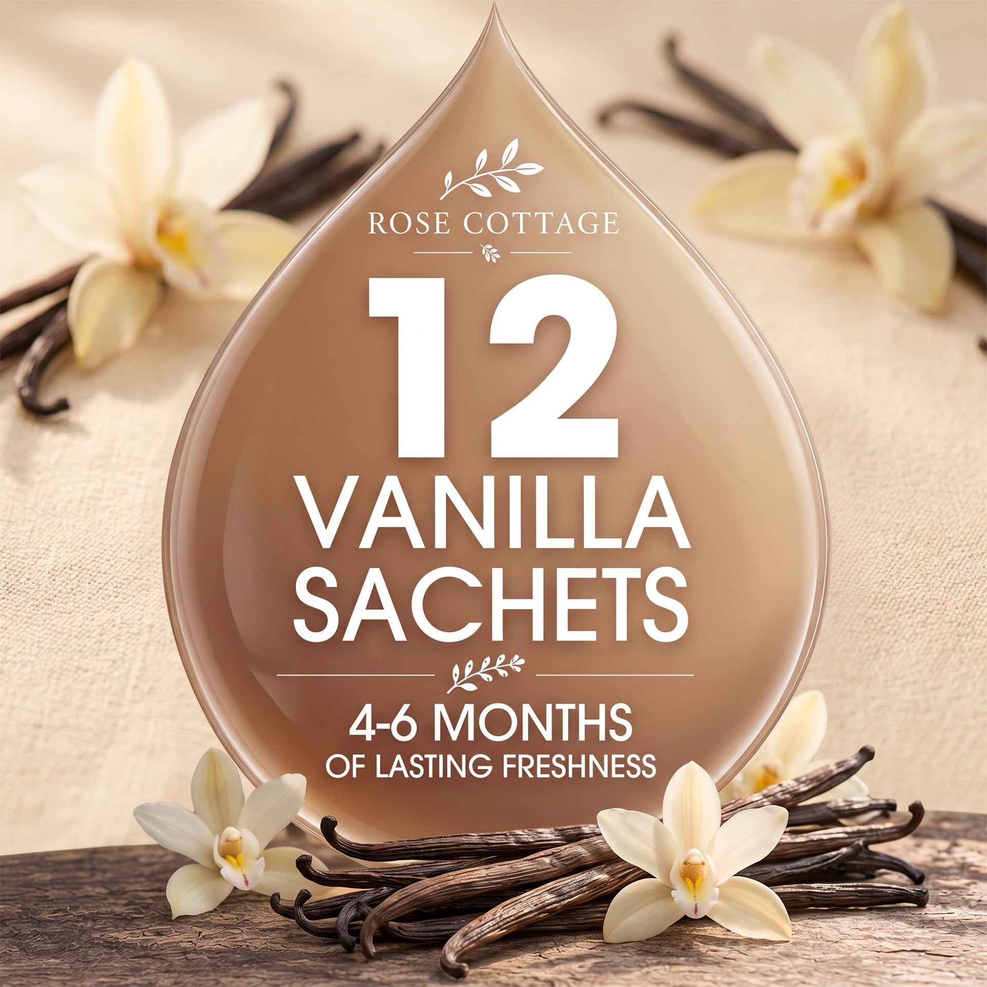 Large 12 Packs Vanilla Hanging Scented Sachets Long (12 Count)