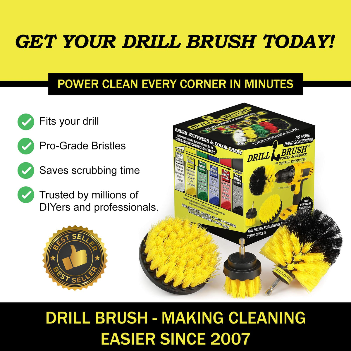 Drill Brush Attachment Set for Bathroom - ModHome Supplies