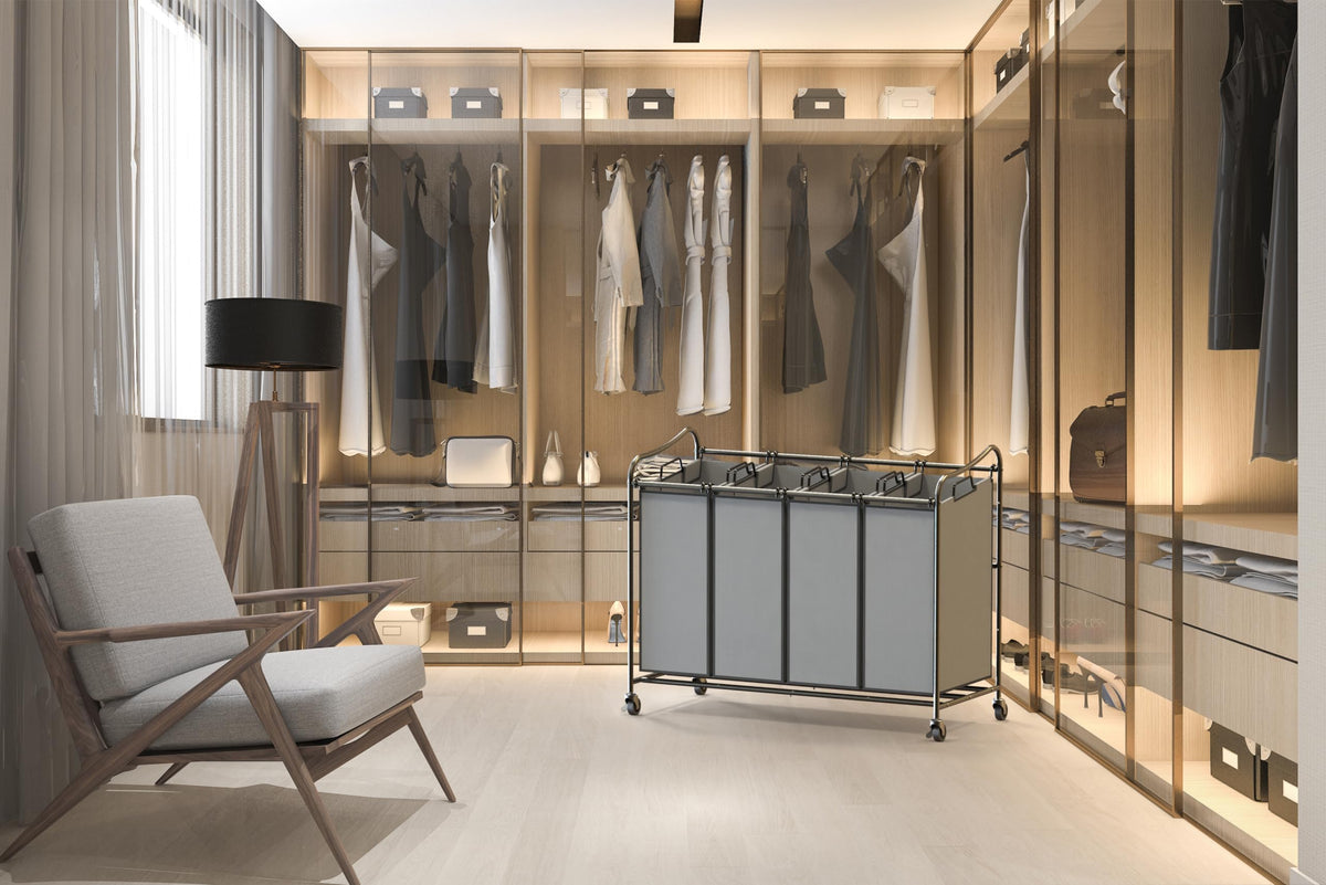 4 Bag Heavy Duty Laundry Sorter Rolling Cart