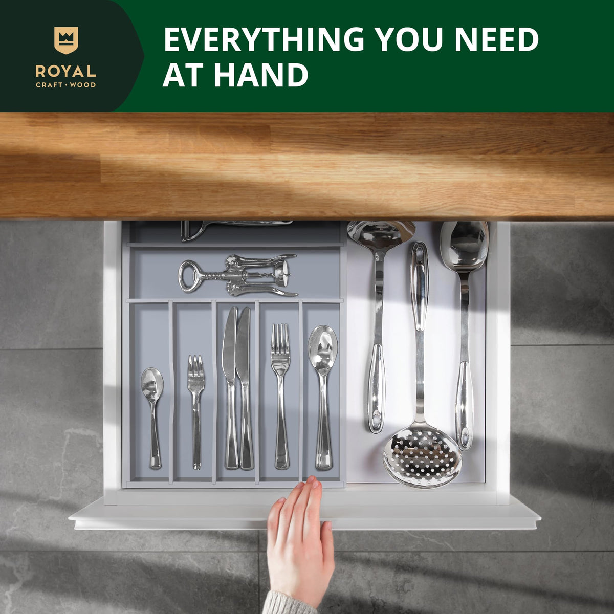 Luxury Bamboo Kitchen Drawer Organizer