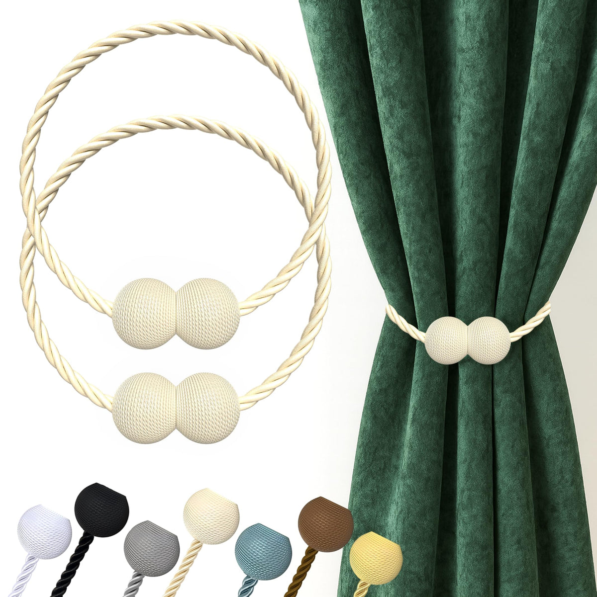 Magnetic Curtain Tiebacks Beige 2pcs (2 Count)