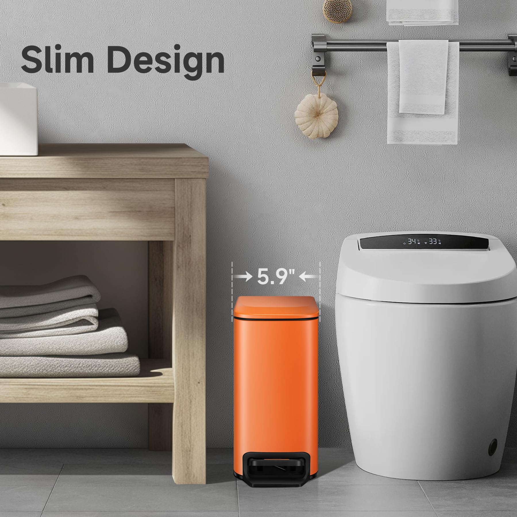 Small Bathroom Trash Can with Lid