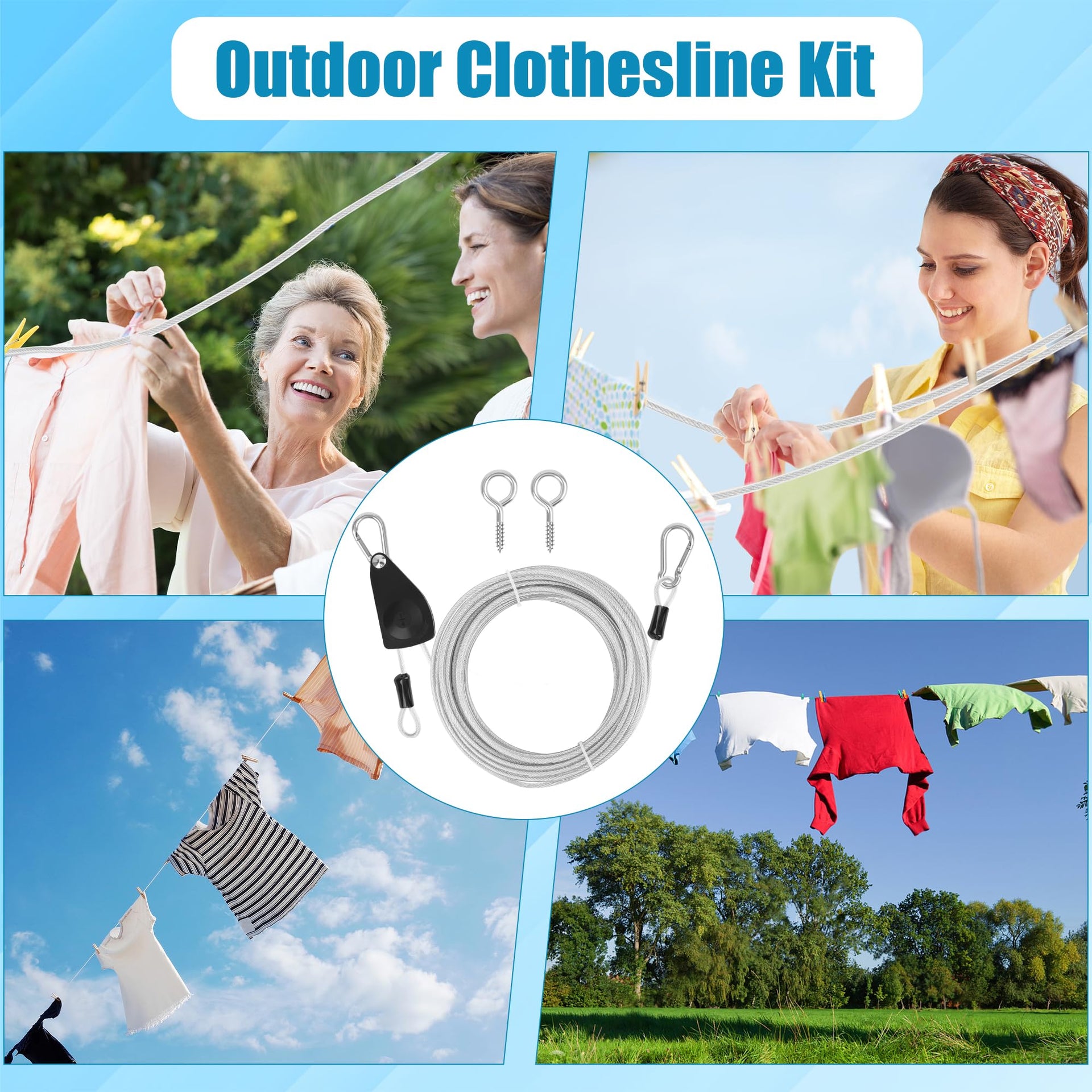 20FT 40FT Retractable Travel Clothesline (40 Foot)
